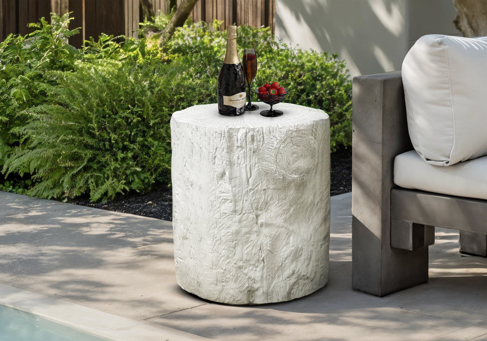 Accent Table 25"H Grey Round Tree Stump Design-Accent Table-DECOROLALA