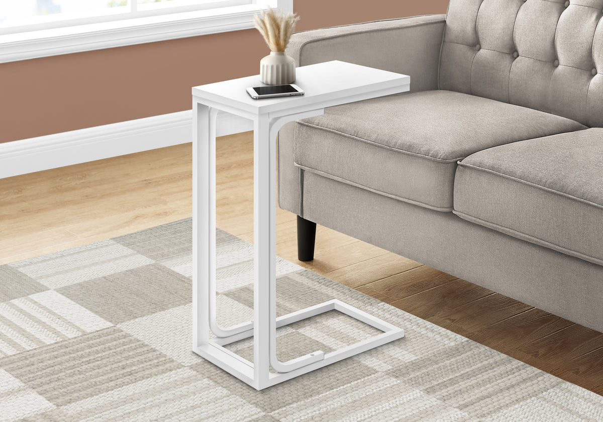 Accent Table 25"H White Laminate C-Shape Side Table-Accent Tables-DECOROLALA