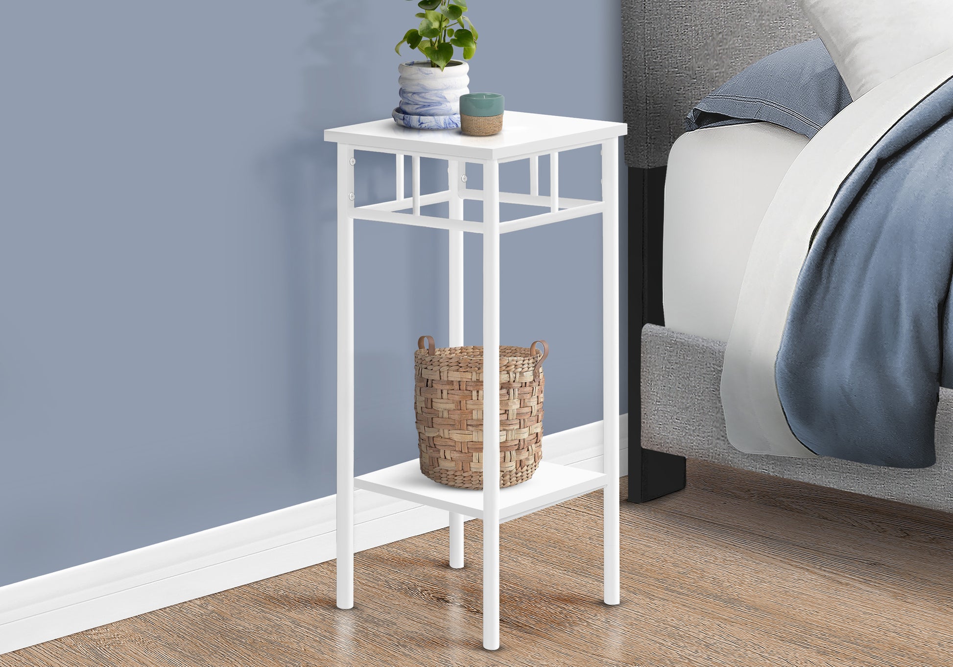 Accent Table 28"H Black 2-Tier with Storage-Accent Table-DECOROLALA