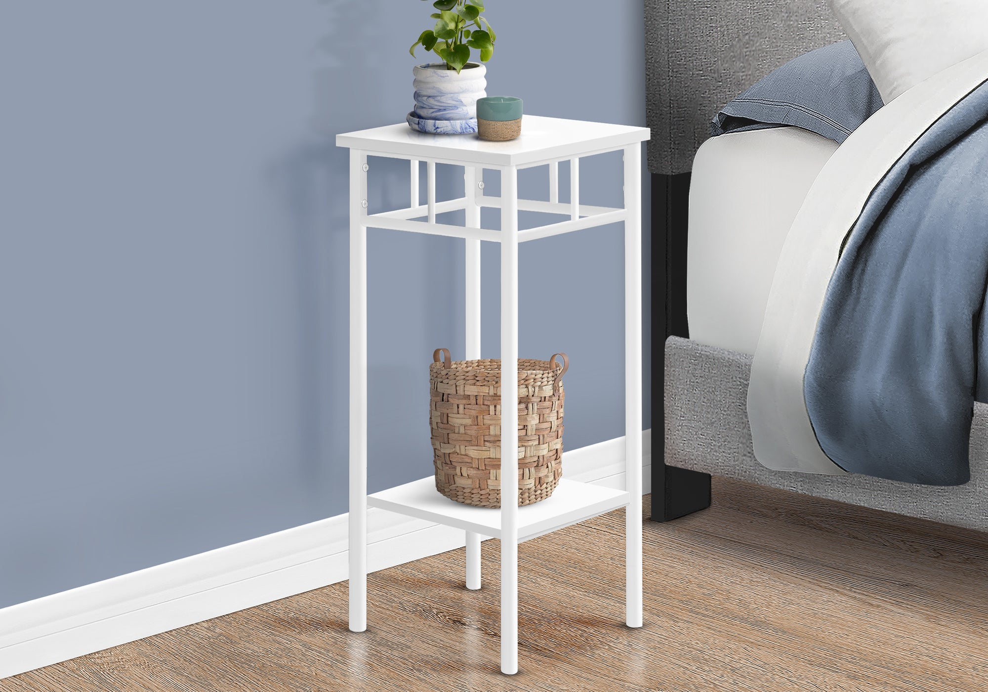 Accent Table 28"H Black 2-Tier with Storage-Accent Table-DECOROLALA