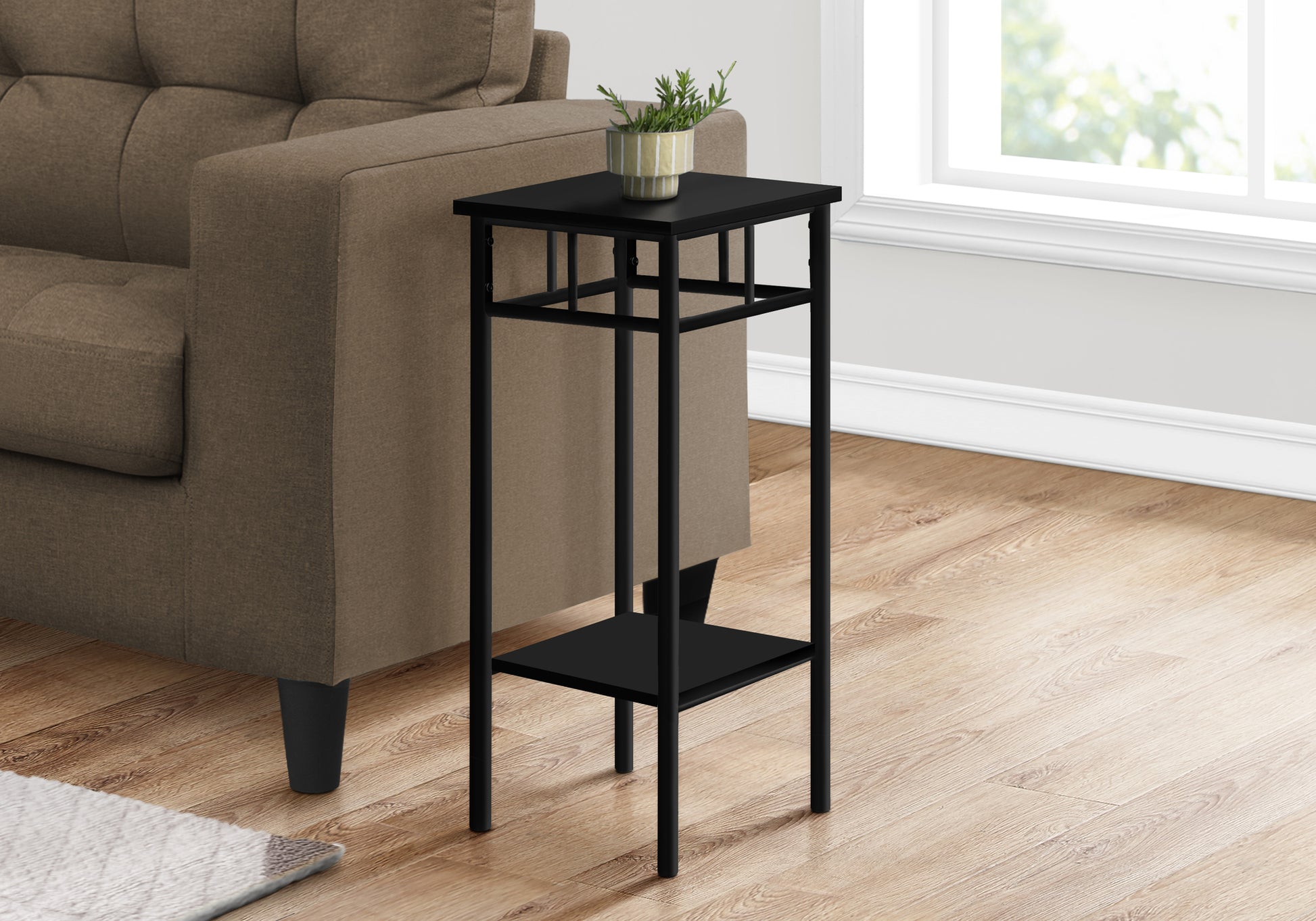 Accent Table 28"H Black 2-Tier with Storage-Accent Table-DECOROLALA