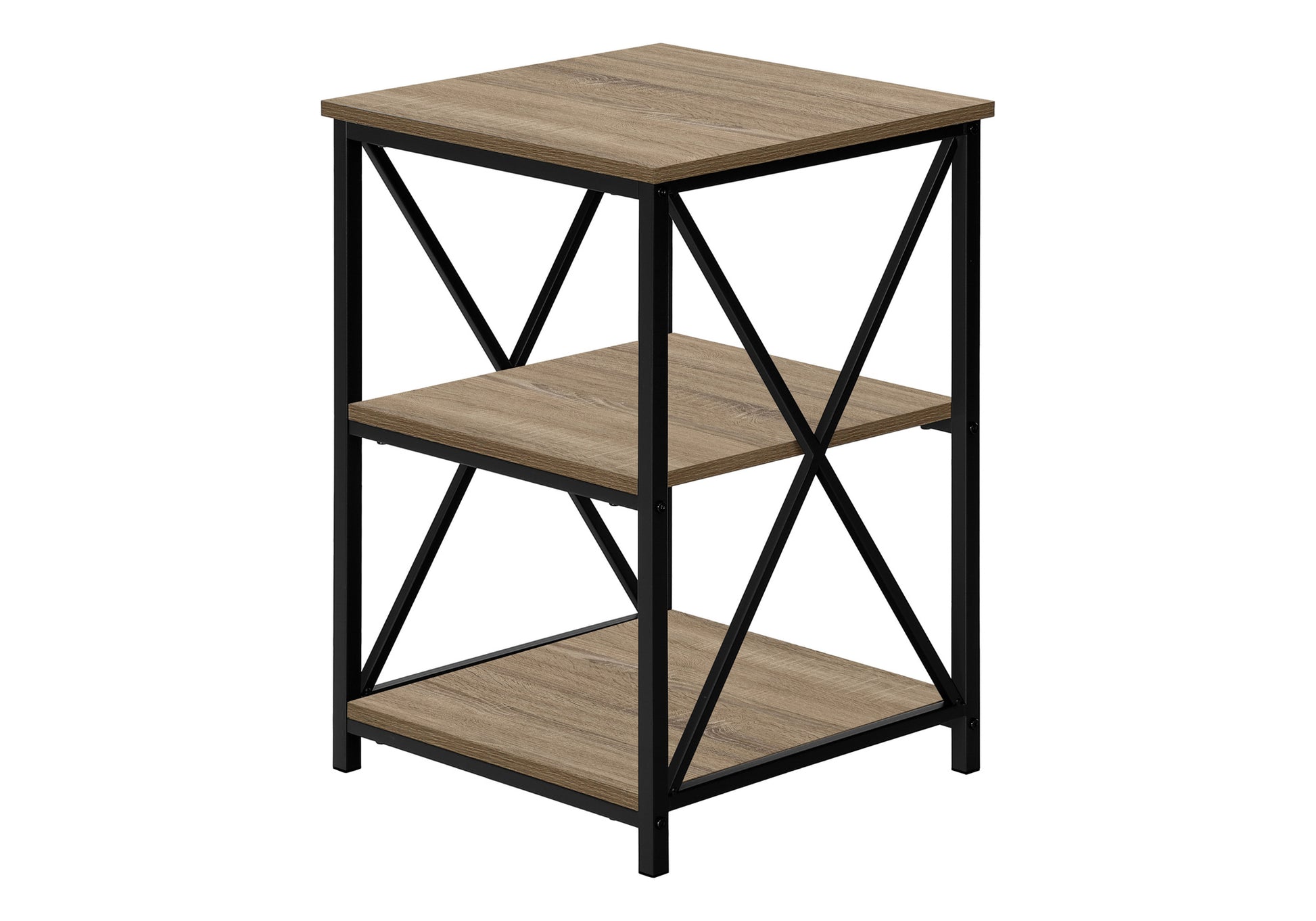 Accent Table 3-Tier 26"H Black Marble Metal-Accent Table-DECOROLALA