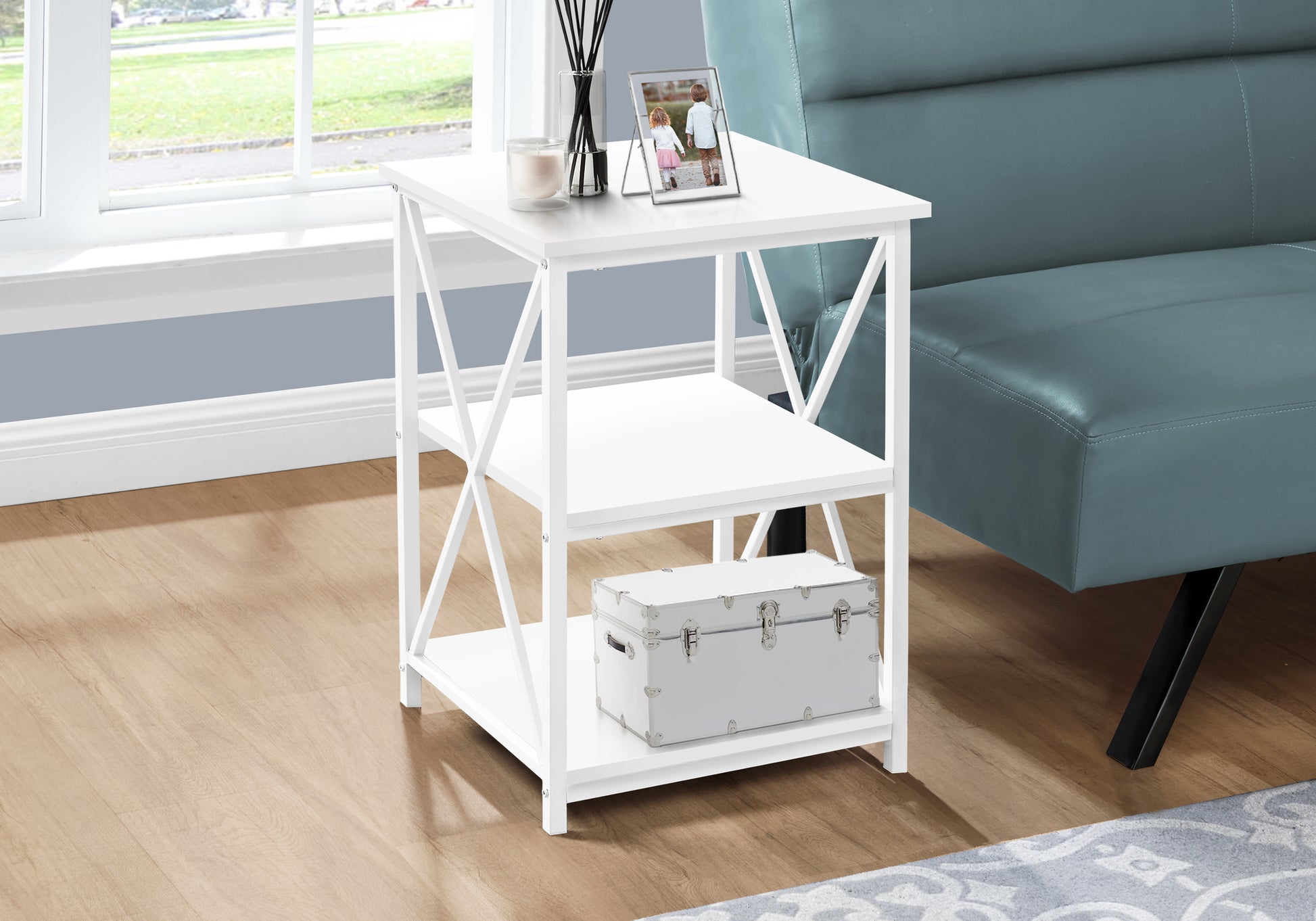 Accent Table 3-Tier 26"H Black Marble Metal-Accent Table-DECOROLALA