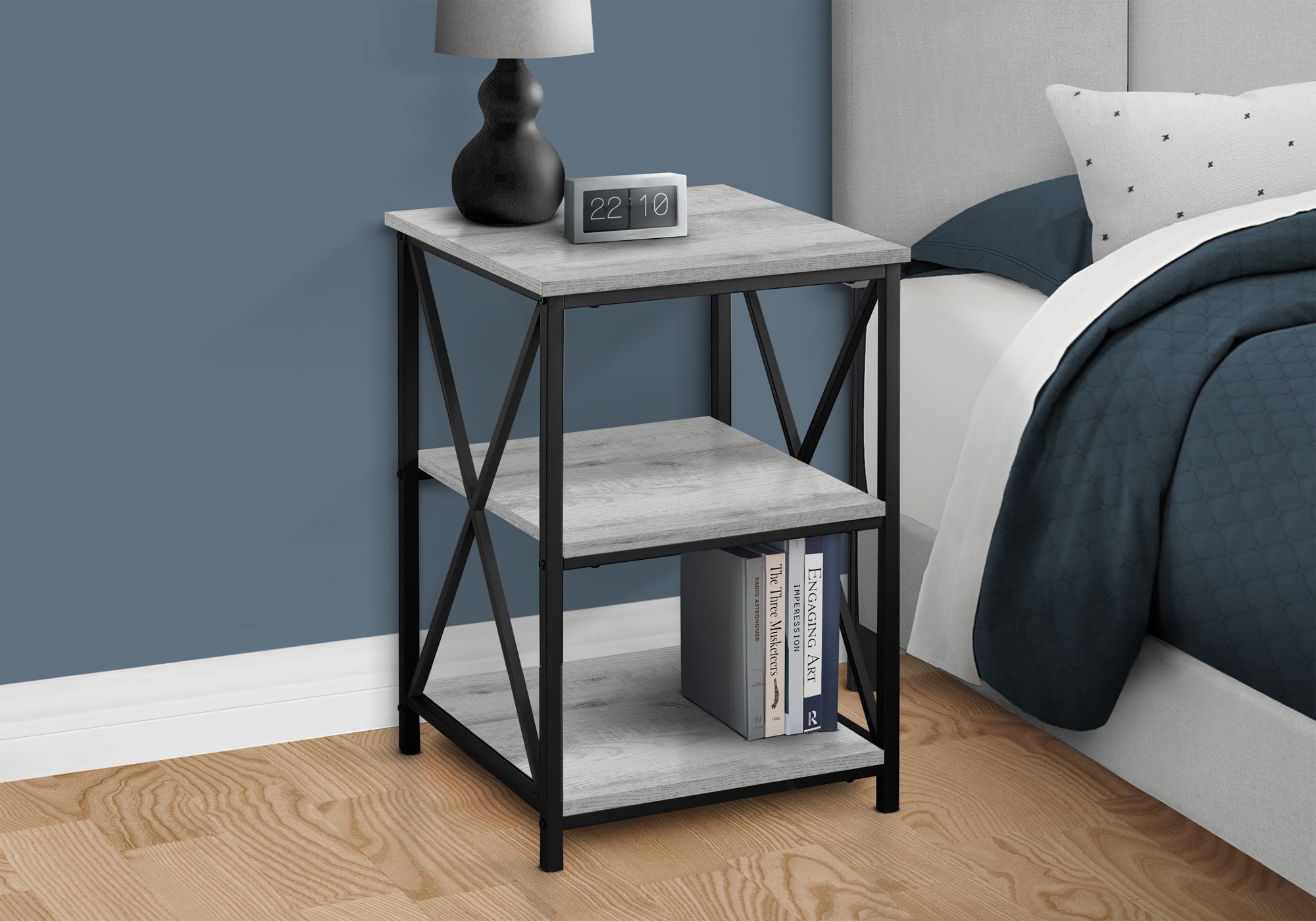 Accent Table 3-Tier 26"H Black Marble Metal-Accent Table-DECOROLALA
