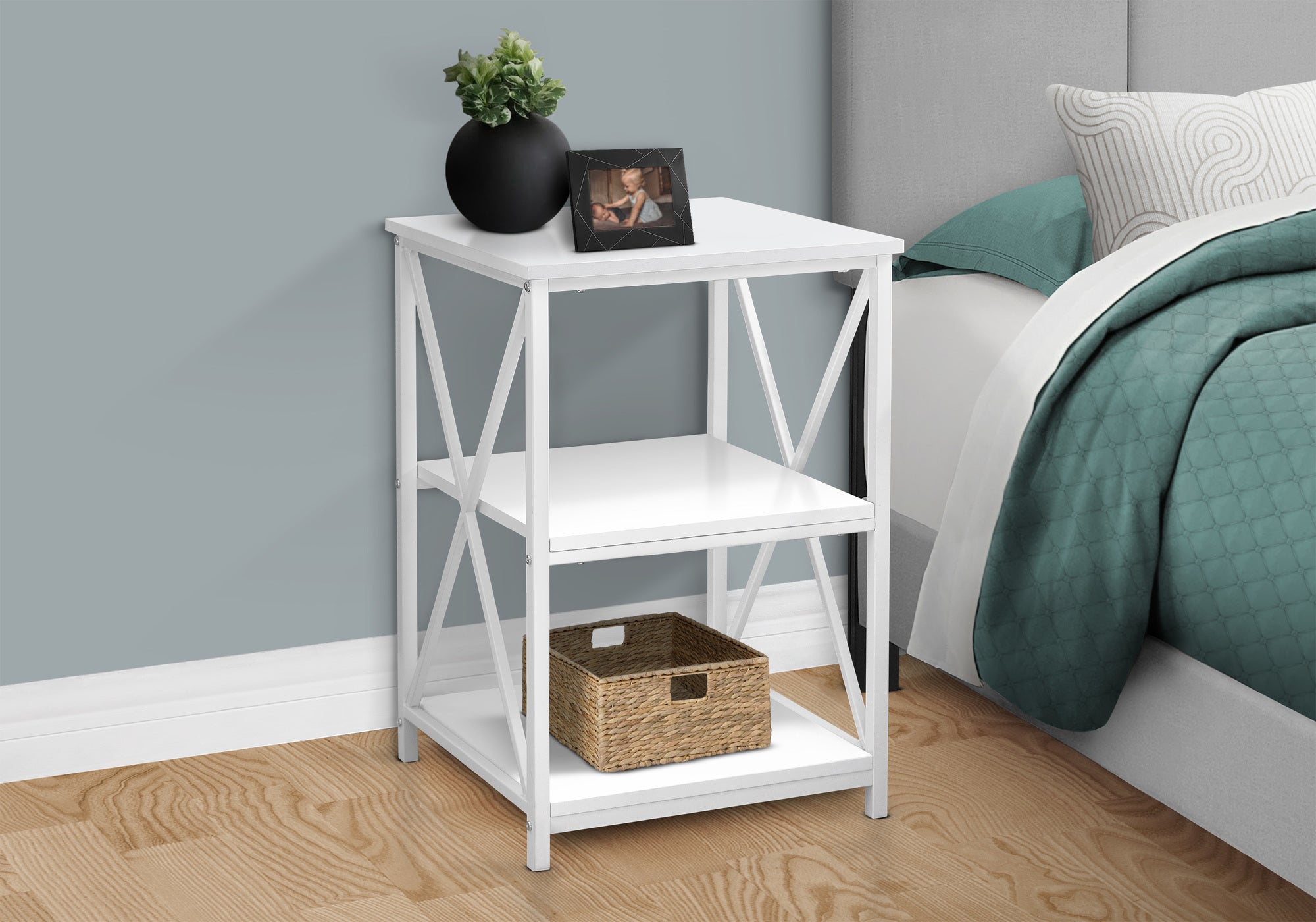 Accent Table 3-Tier 26"H Black Marble Metal-Accent Table-DECOROLALA