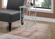 Accent Table 30"H Silver Metal Tempered Glass 2-Tier-Accent Table-DECOROLALA