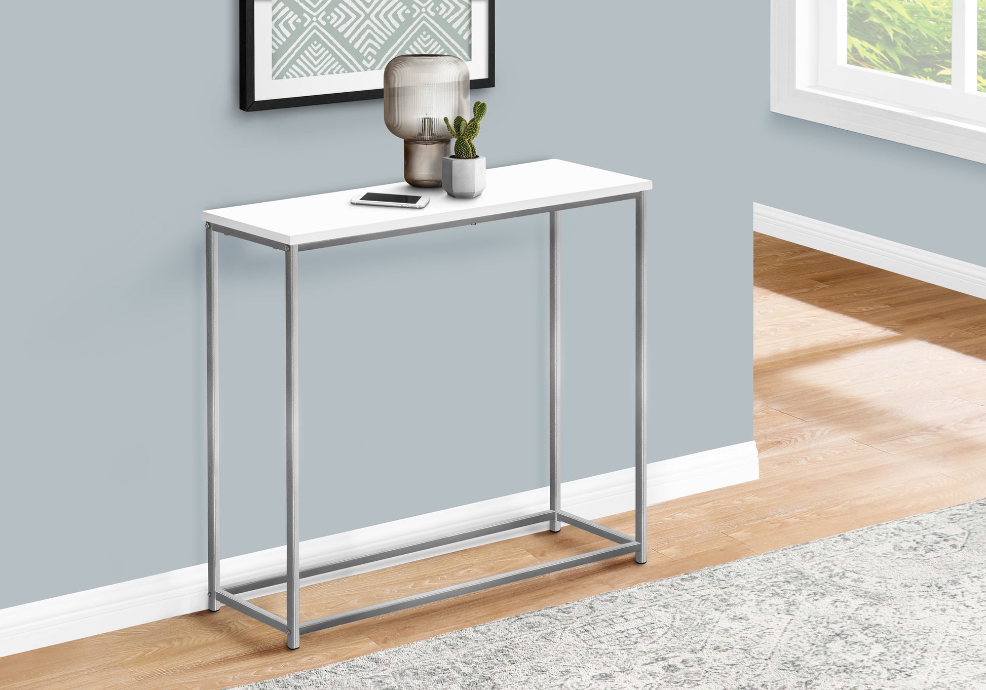Accent Table 32"L Black Console Black Metal Frame-Accent Table-DECOROLALA