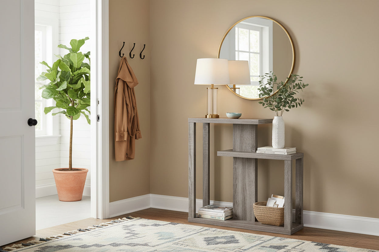 Accent Table 32"L Dark Taupe Hall Console-Accent Table-DECOROLALA