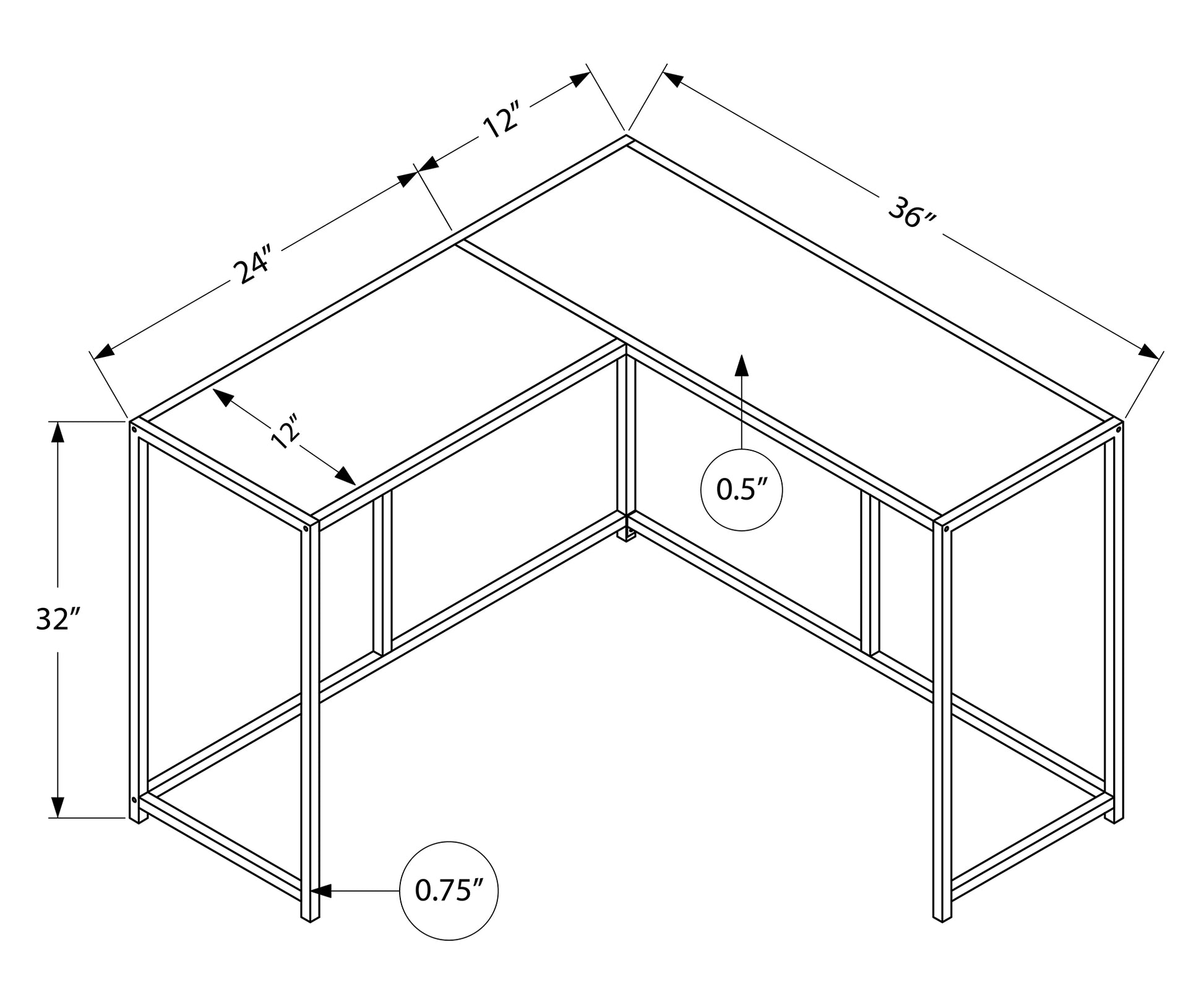 Accent Table - 36"L / Dark Taupe / Black Corner Console-Accent Table-DECOROLALA