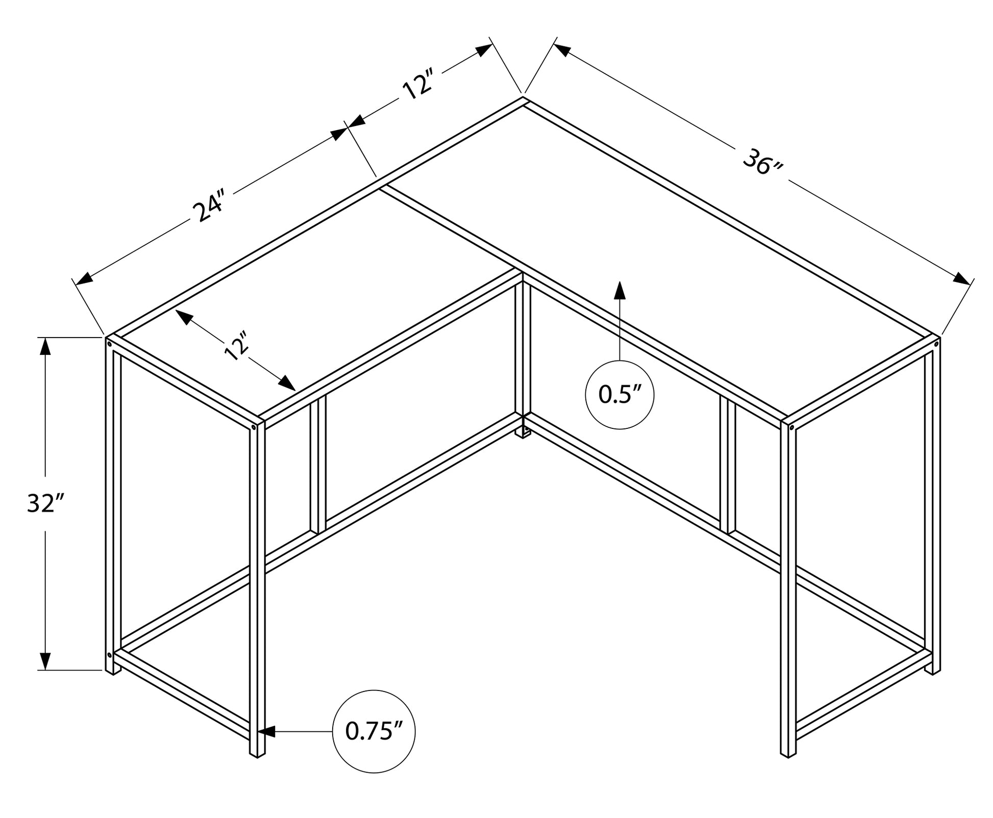 Accent Table - 36"L / Dark Taupe / Black Corner Console-Accent Table-DECOROLALA