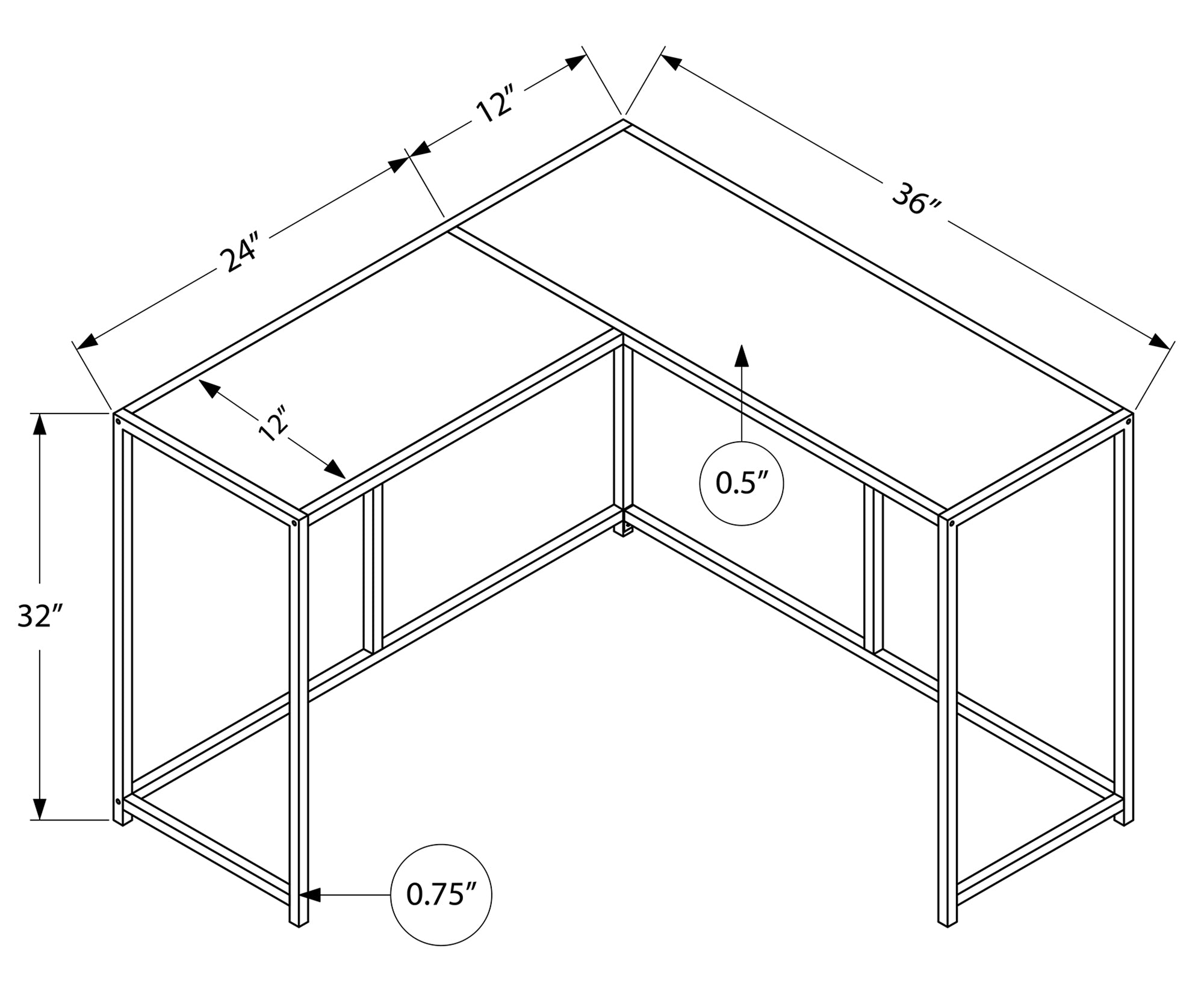 Accent Table - 36"L / Dark Taupe / Black Corner Console-Accent Table-DECOROLALA