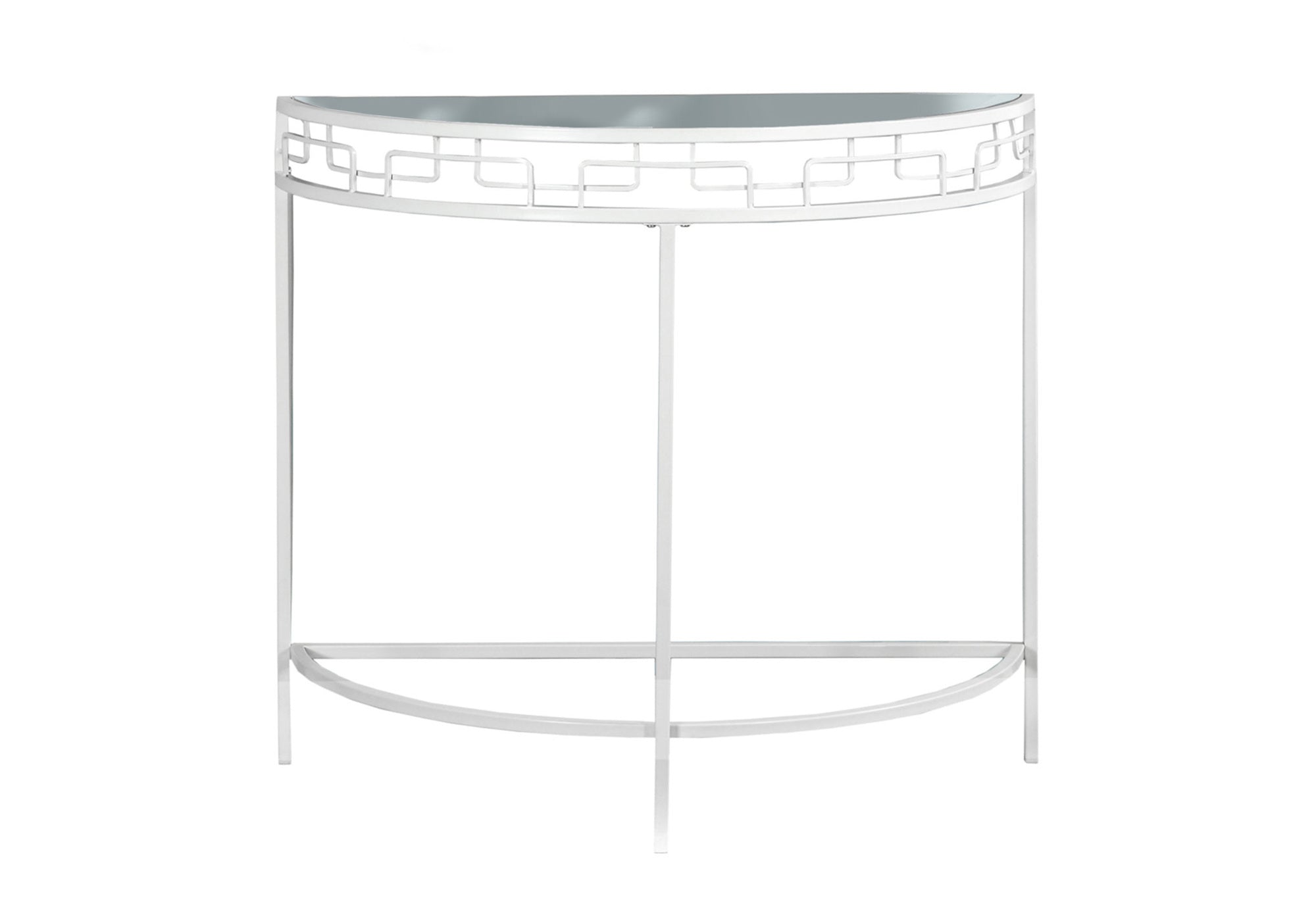 Accent Table 36"L White Metal Half-Moon Console-Accent Table-DECOROLALA