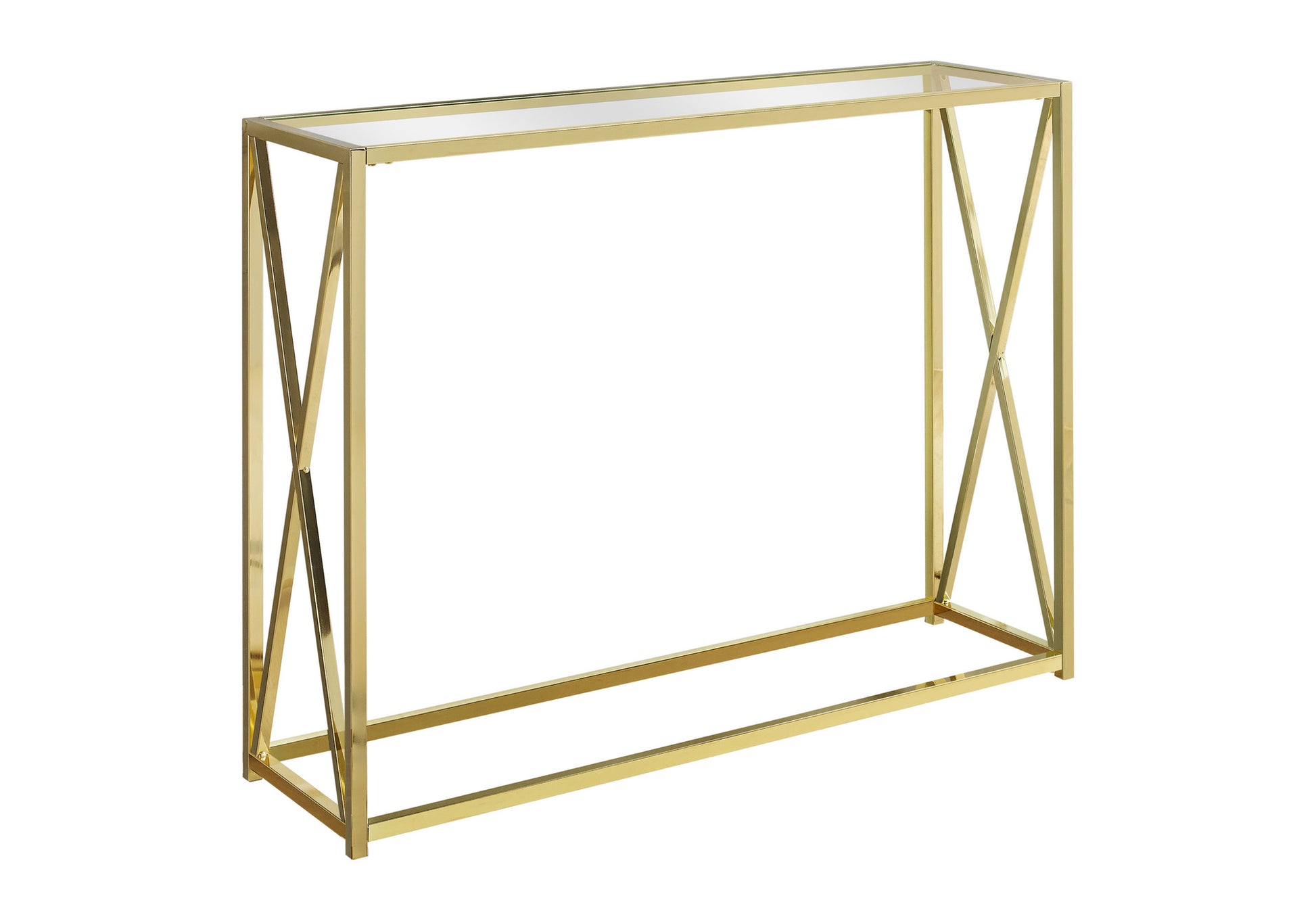 Accent Table 42" Gold Metal Tempered Glass Console-Accent Table-DECOROLALA