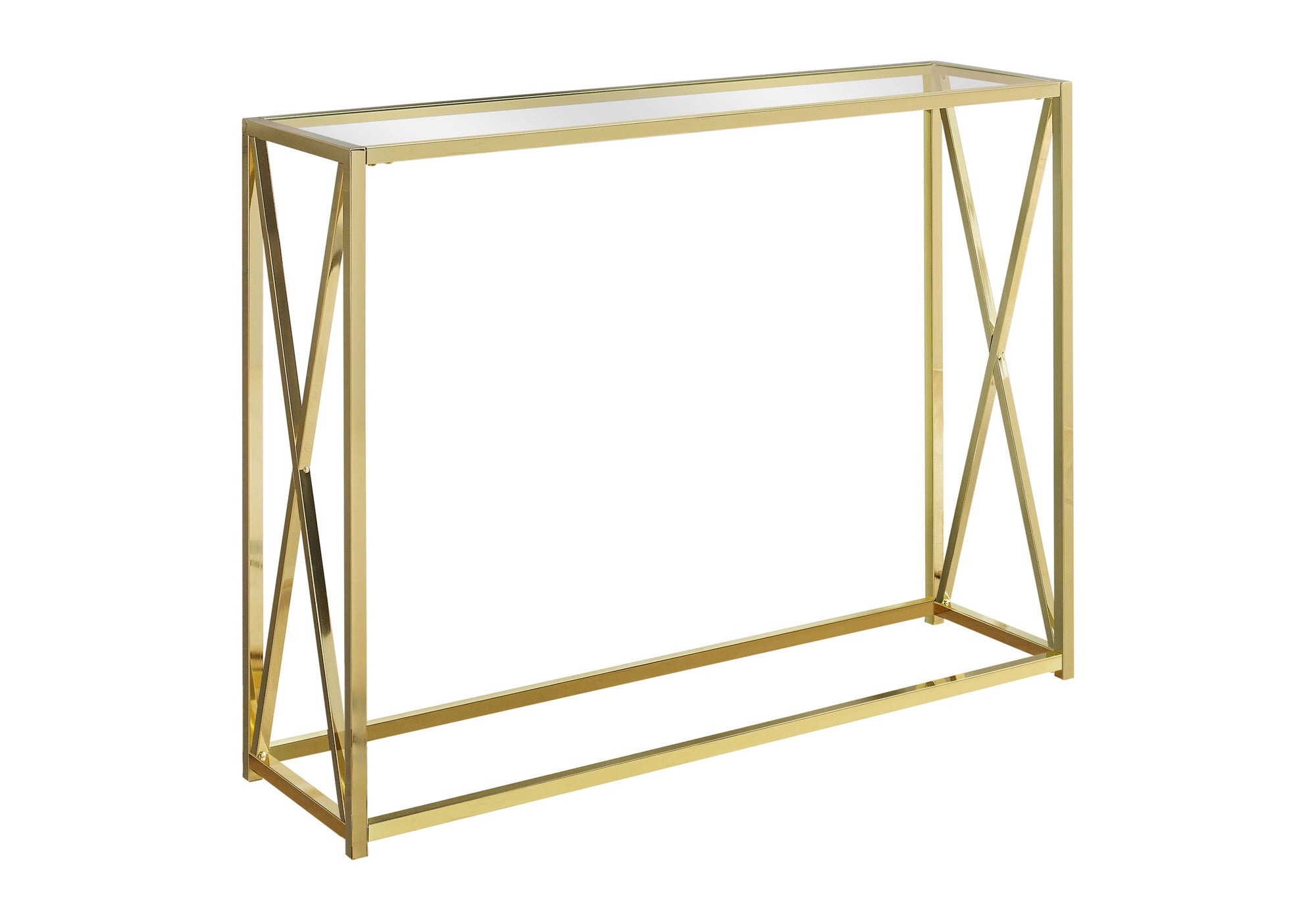 Accent Table 42" Gold Metal Tempered Glass Console-Accent Table-DECOROLALA