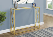 Accent Table 42" Gold Metal Tempered Glass Console-Accent Table-DECOROLALA