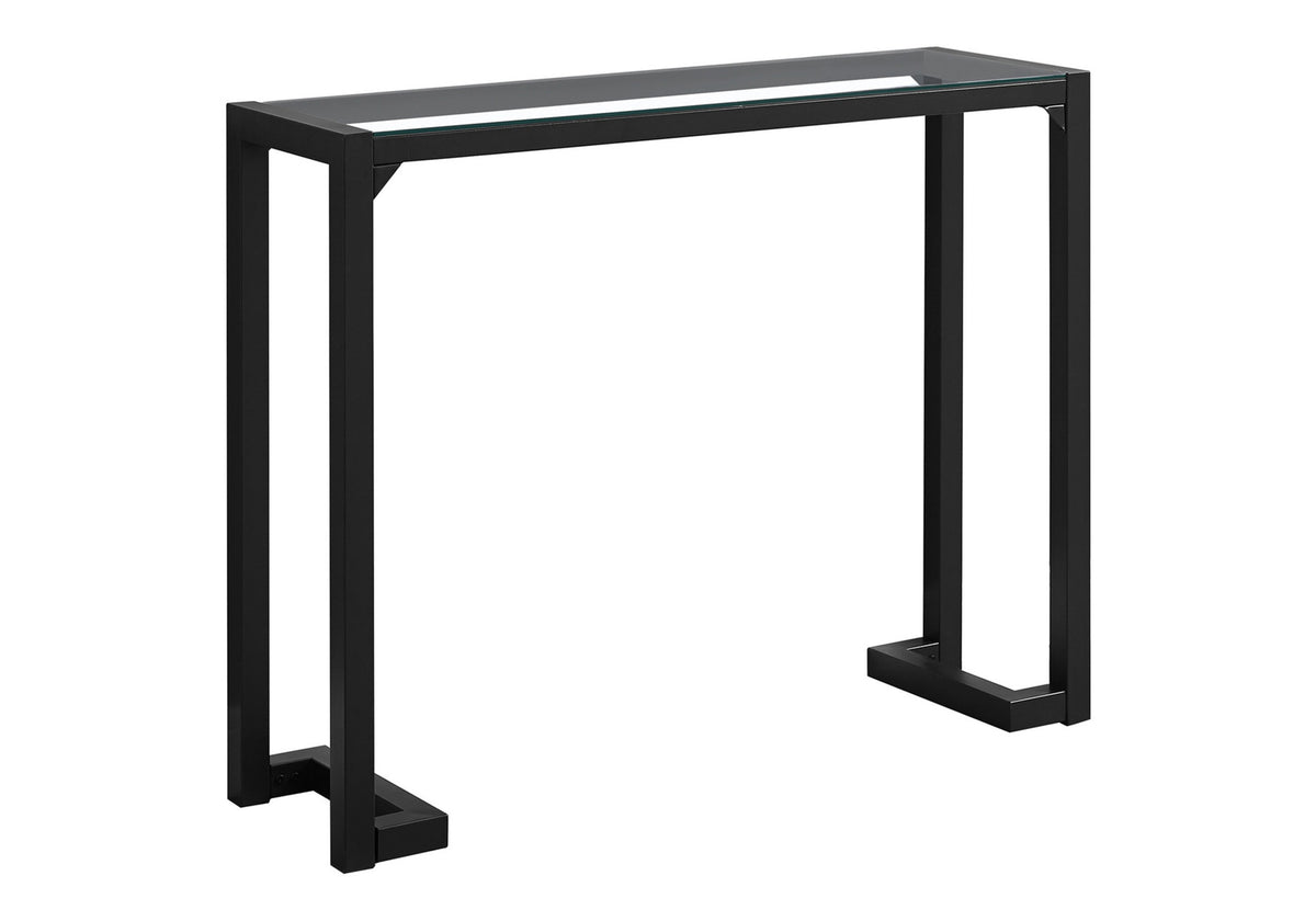 Accent Table 42"L Black Tempered Glass Console-Accent Table-DECOROLALA