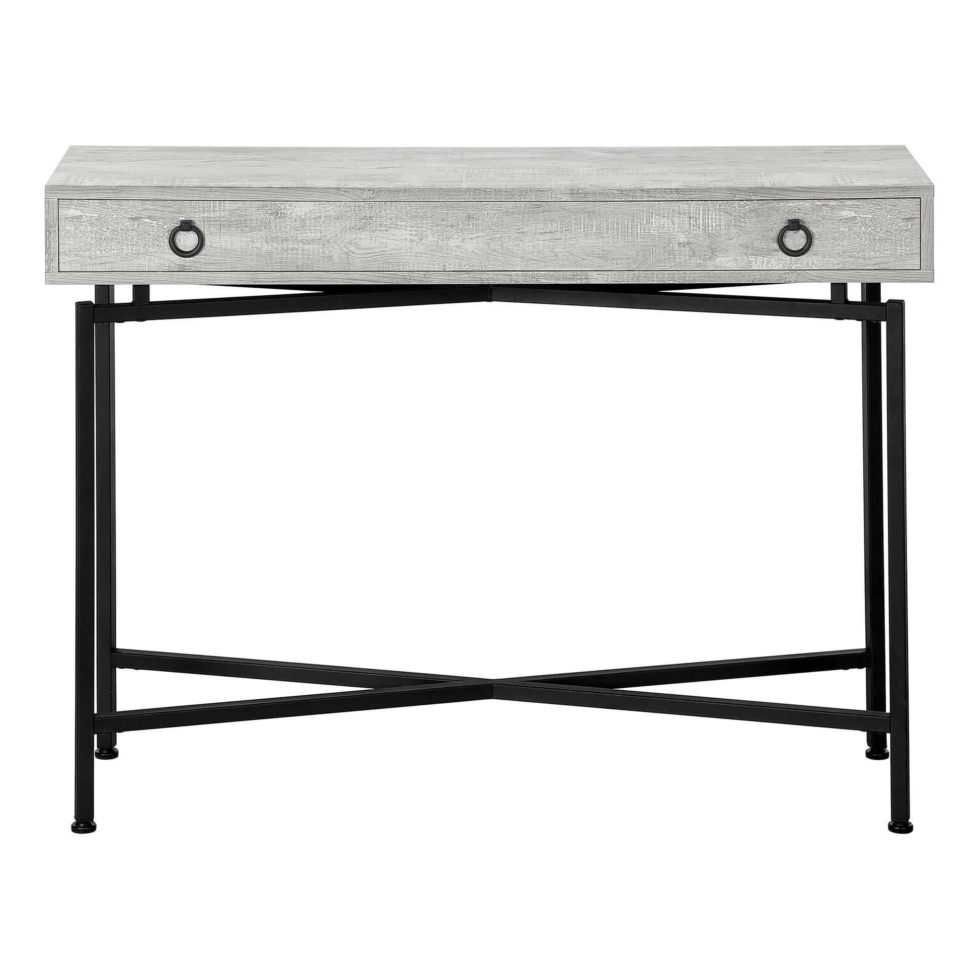 Accent Table 42"L Brown Reclaimed Wood Black Base-Accent Table-DECOROLALA