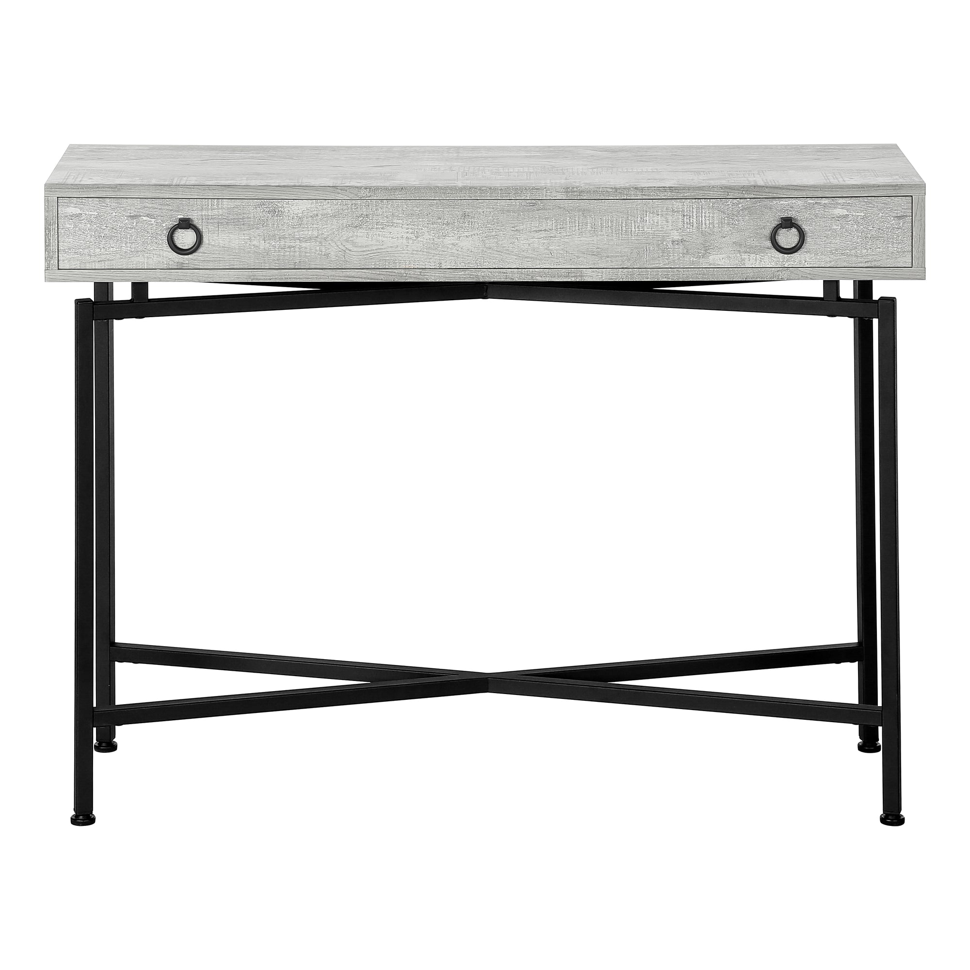 Accent Table 42"L Brown Reclaimed Wood Black Base-Accent Table-DECOROLALA