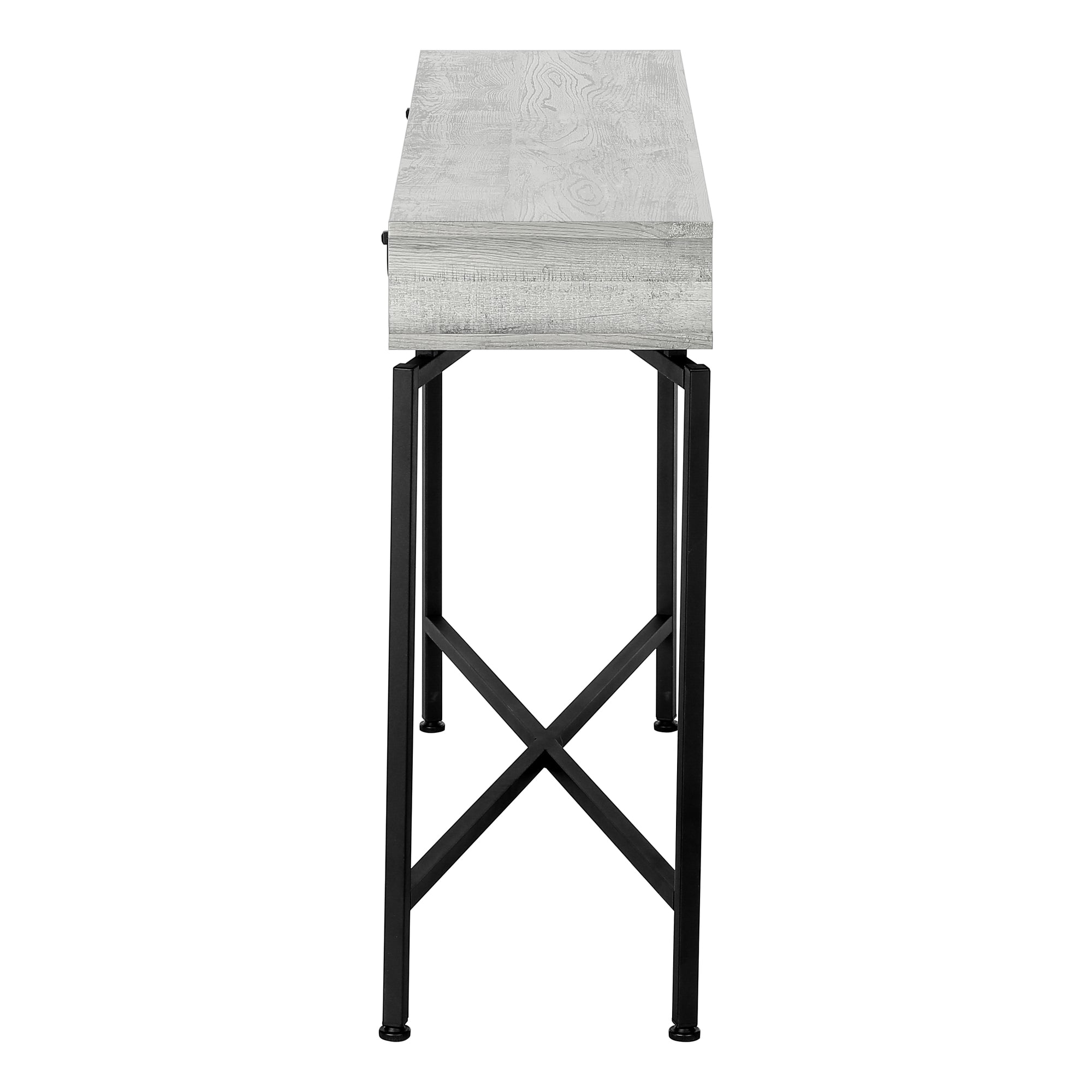 Accent Table 42"L Brown Reclaimed Wood Black Base-Accent Table-DECOROLALA