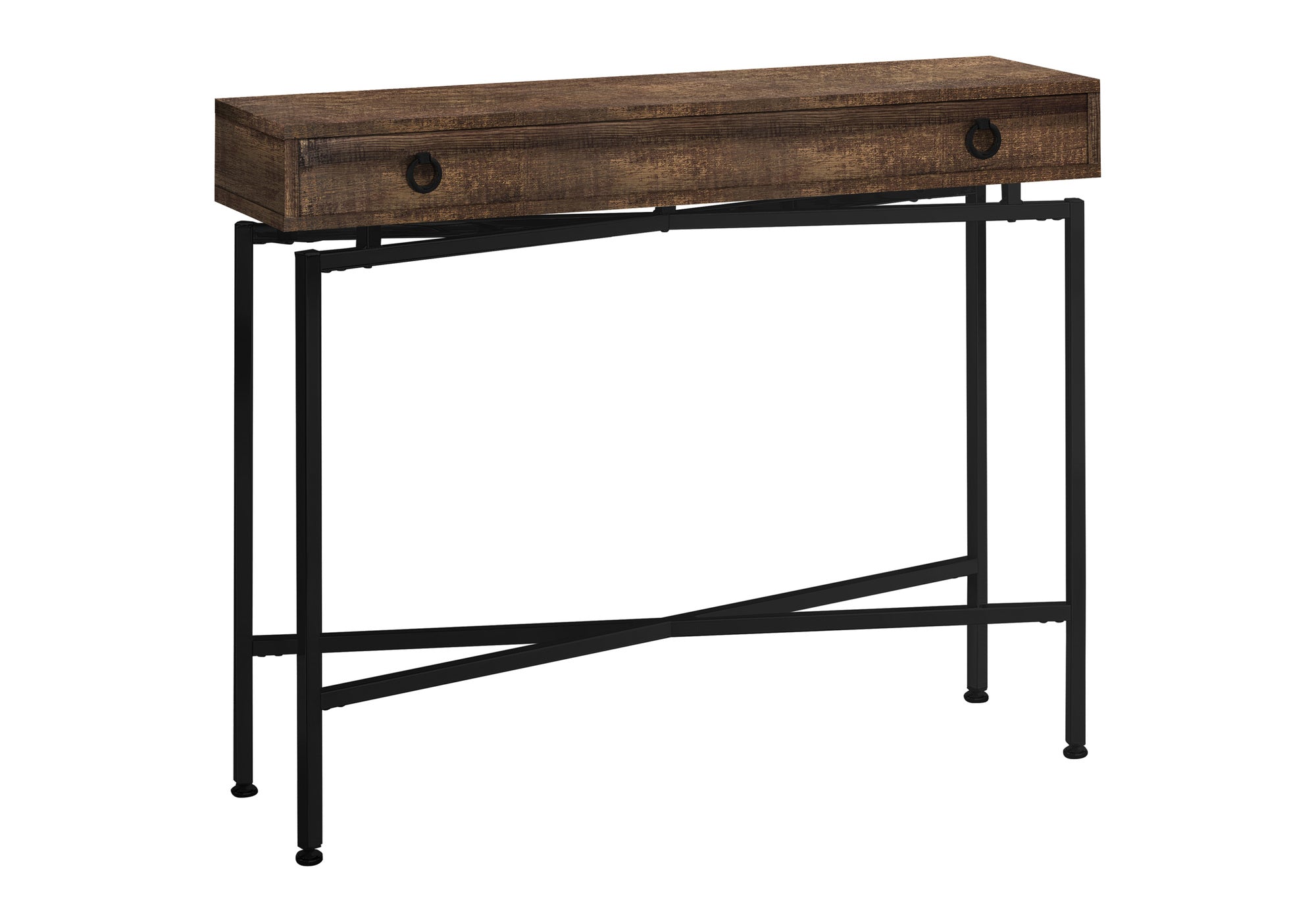 Accent Table 42"L Brown Reclaimed Wood Black Base-Accent Table-DECOROLALA