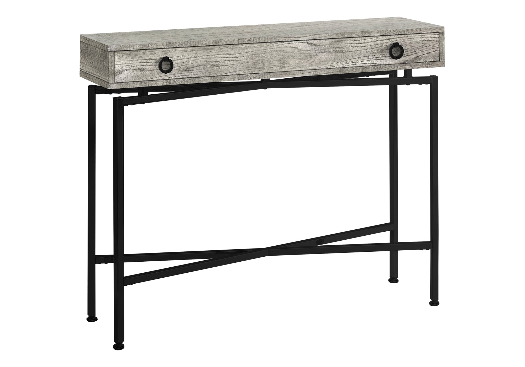 Accent Table 42"L Brown Reclaimed Wood Black Base-Accent Table-DECOROLALA
