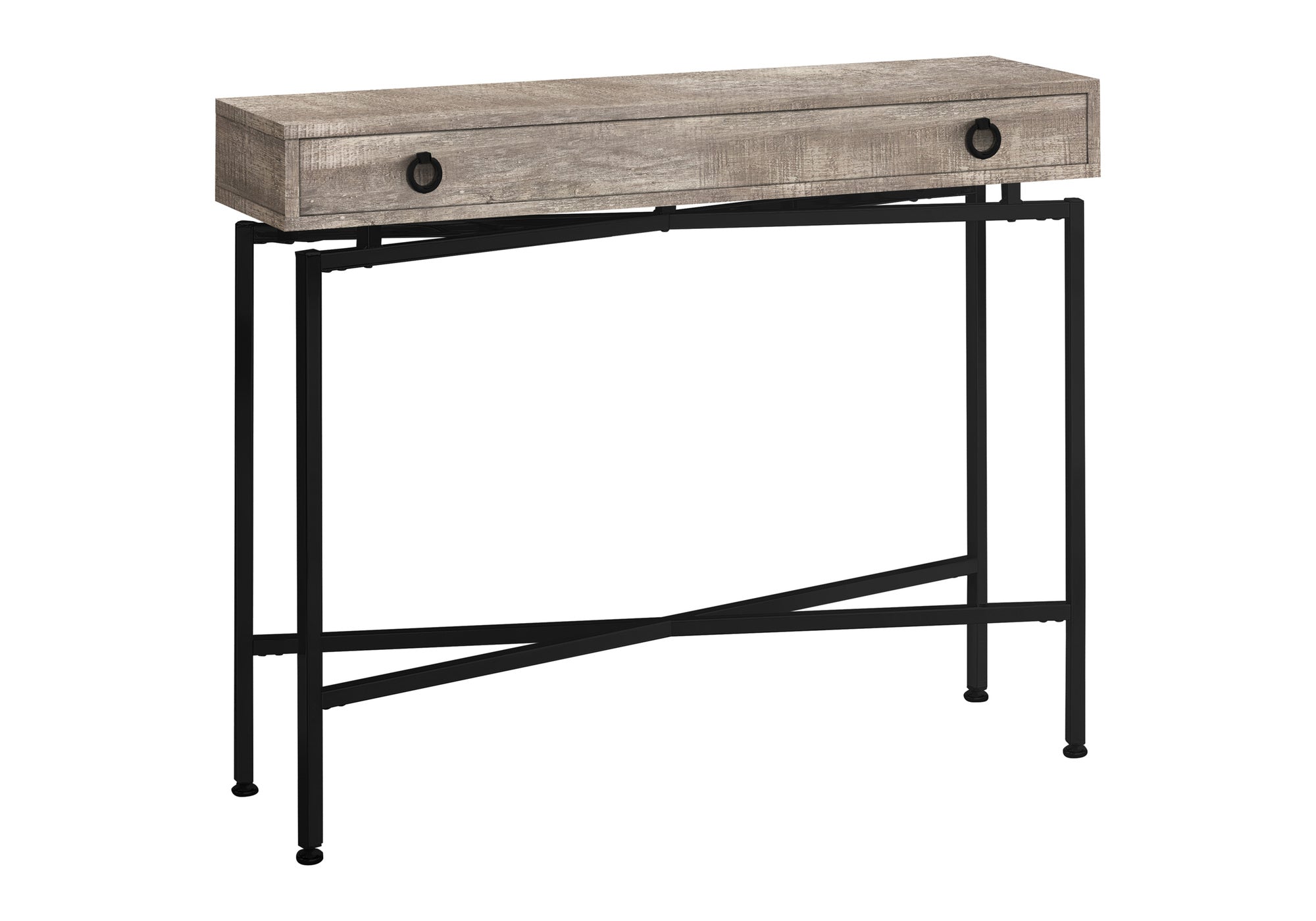 Accent Table 42"L Brown Reclaimed Wood Black Base-Accent Table-DECOROLALA
