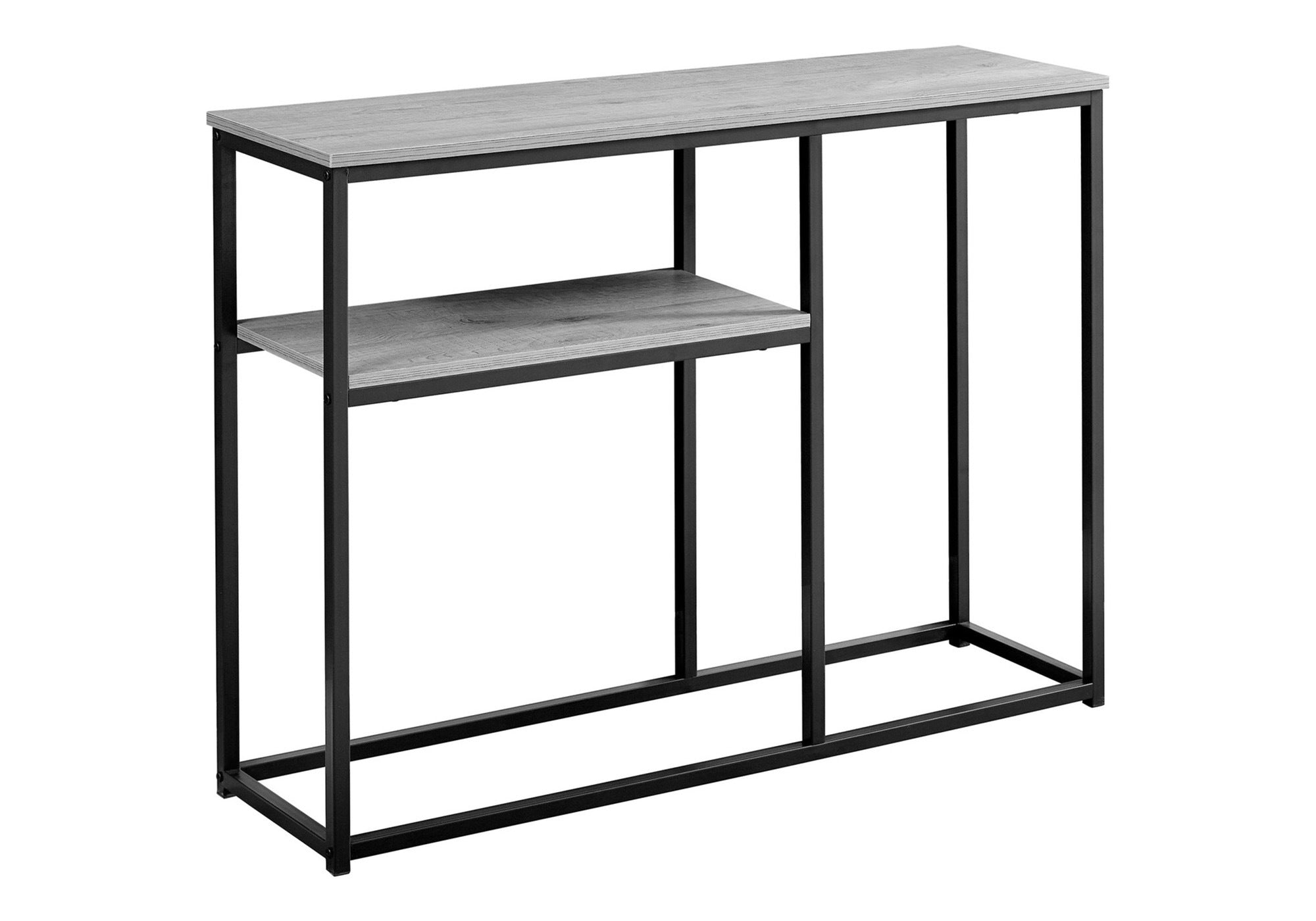 Accent Table 42"L Grey Wood Grain Black Metal Console-Accent Table-DECOROLALA