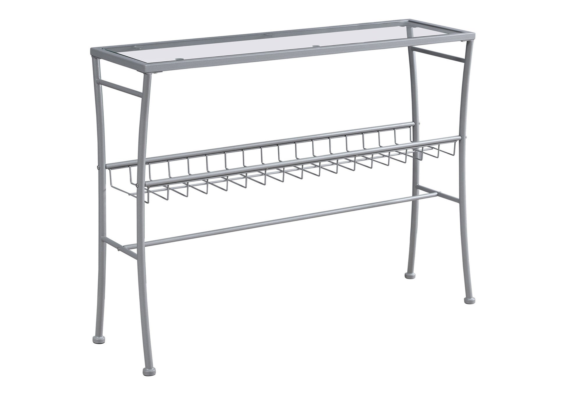Accent Table 42"L Silver Tempered Glass Console-Accent Table-DECOROLALA