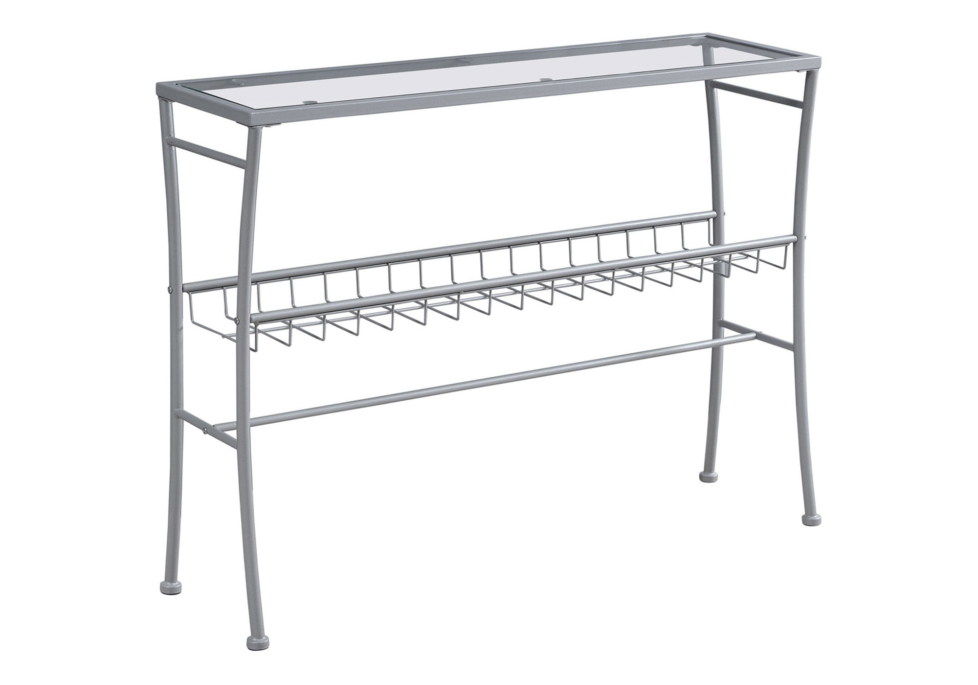 Accent Table 42"L Silver Tempered Glass Console-Accent Table-DECOROLALA