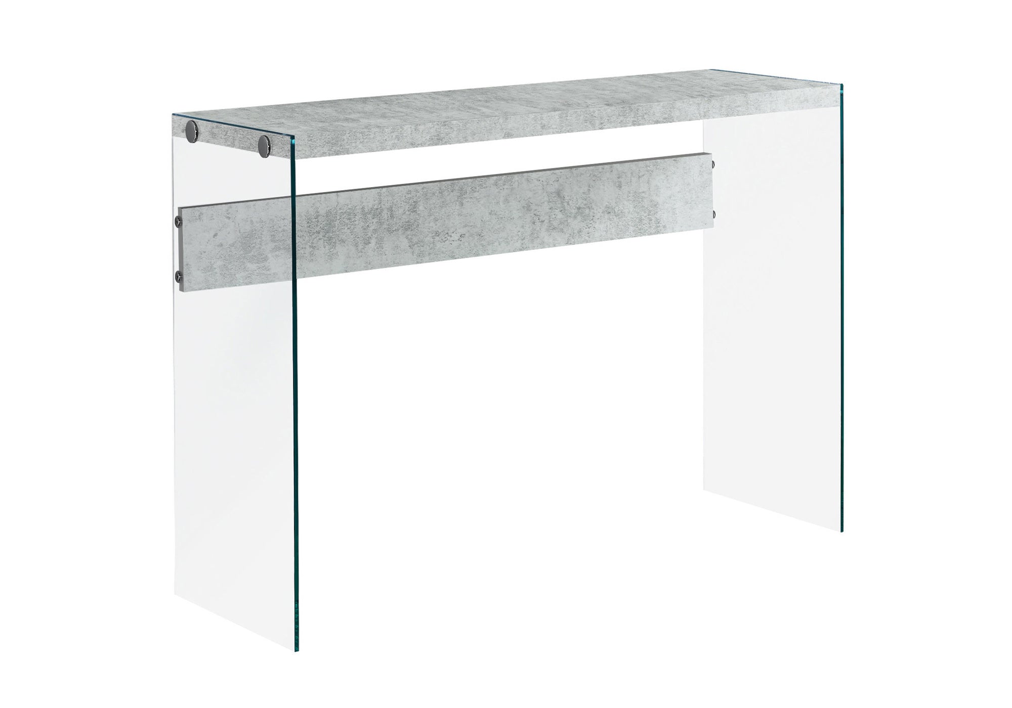 Accent Table - 44"L / Grey Cement / Tempered Glass-Accent Table-DECOROLALA