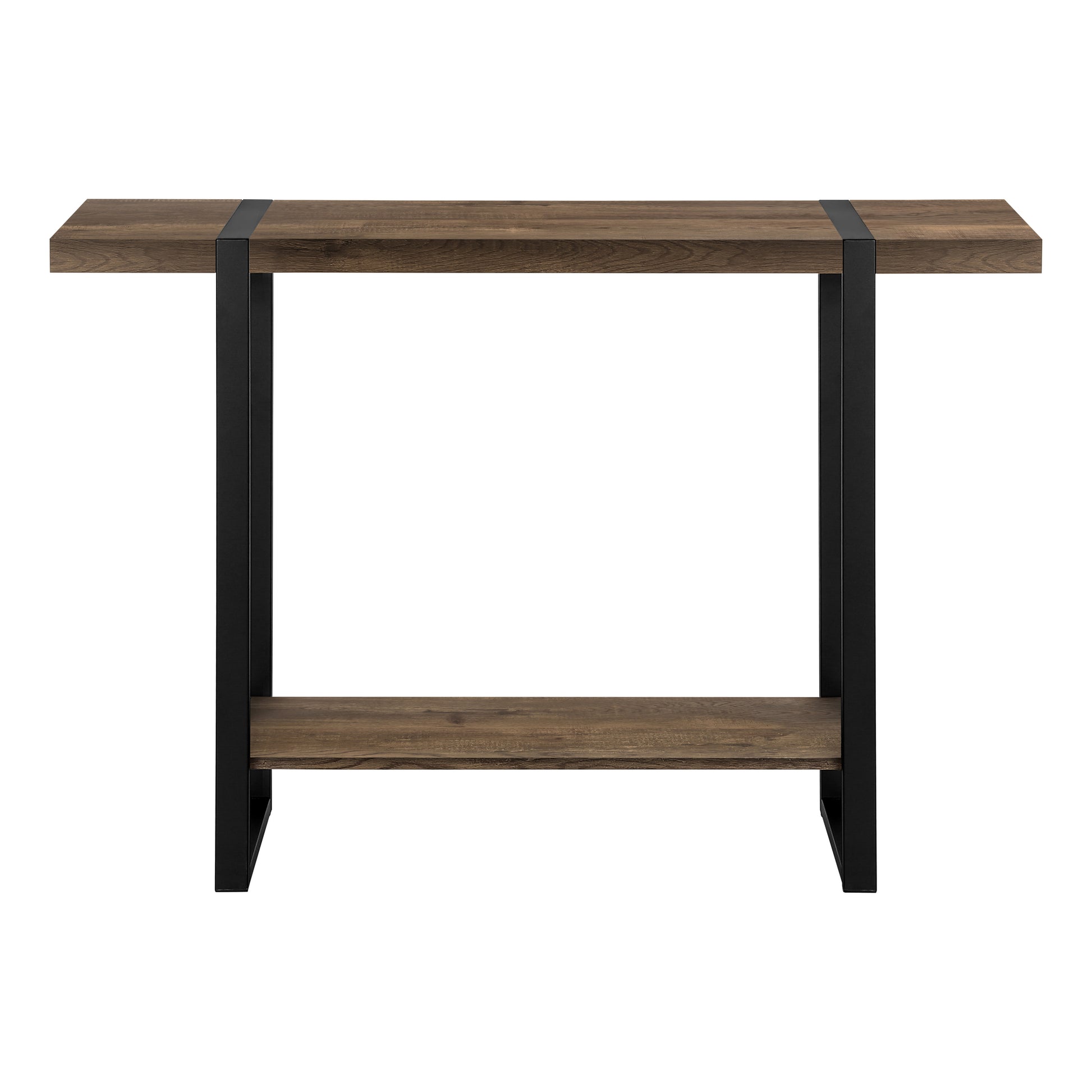 Accent Table 48"L Brown Reclaimed Wood Black Metal-Accent Table-DECOROLALA