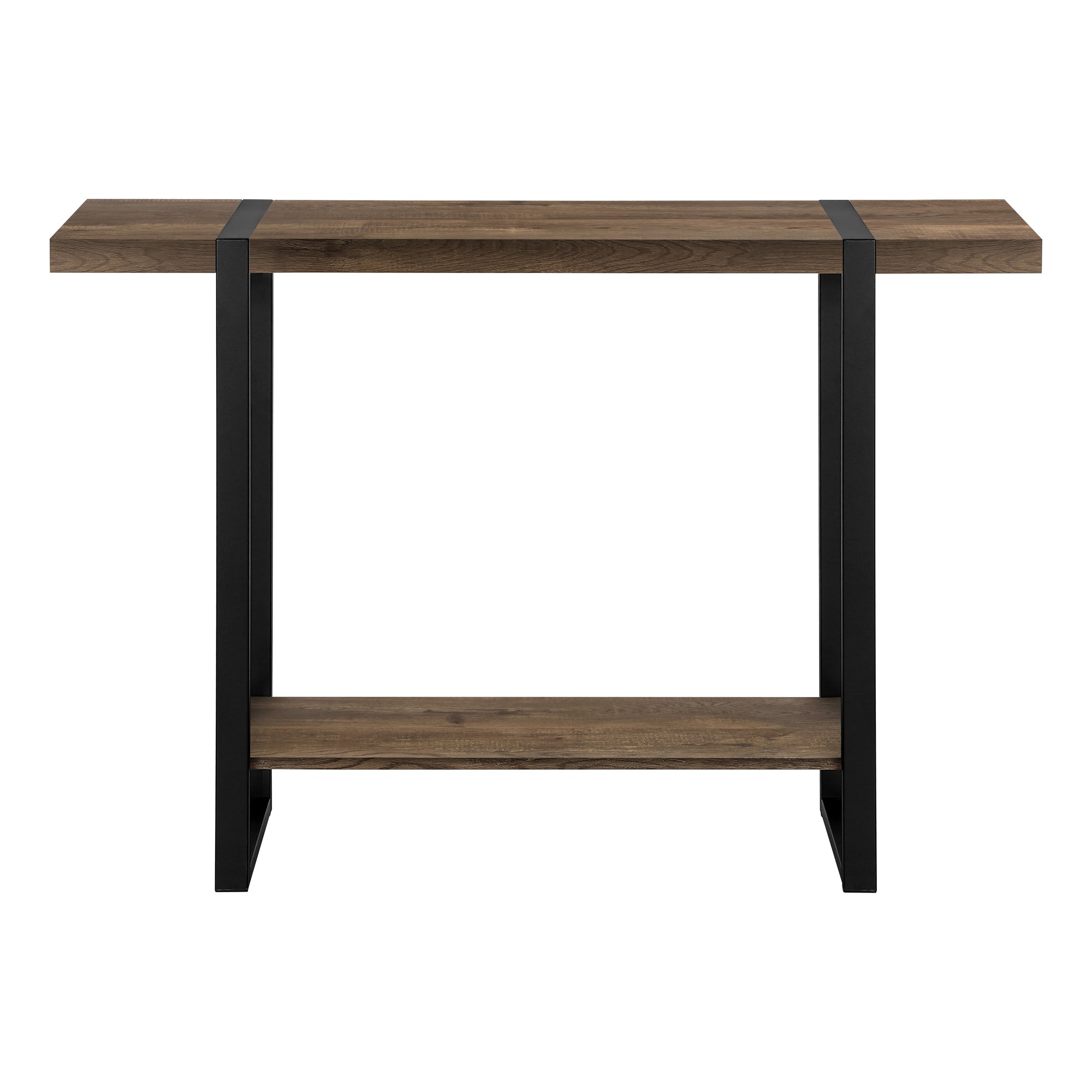 Accent Table 48"L Brown Reclaimed Wood Black Metal-Accent Table-DECOROLALA