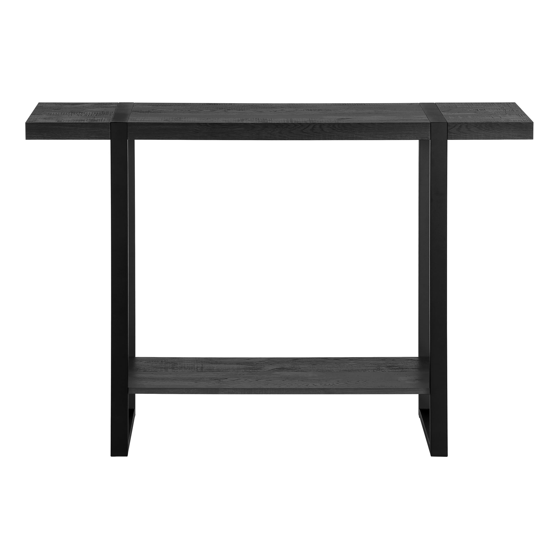 Accent Table 48"L Brown Reclaimed Wood Black Metal-Accent Table-DECOROLALA