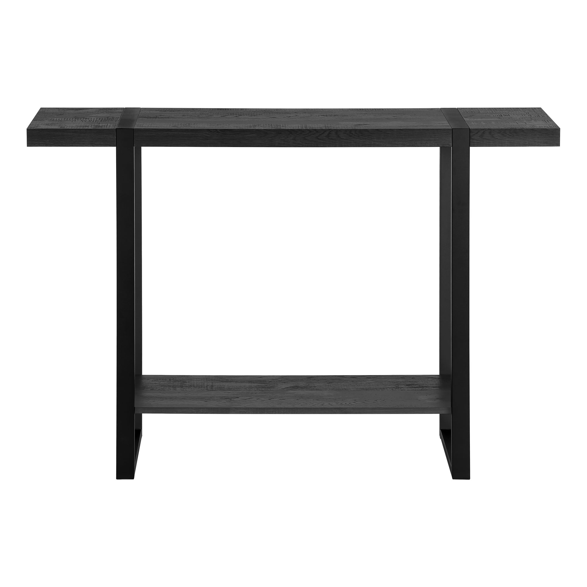Accent Table 48"L Brown Reclaimed Wood Black Metal-Accent Table-DECOROLALA