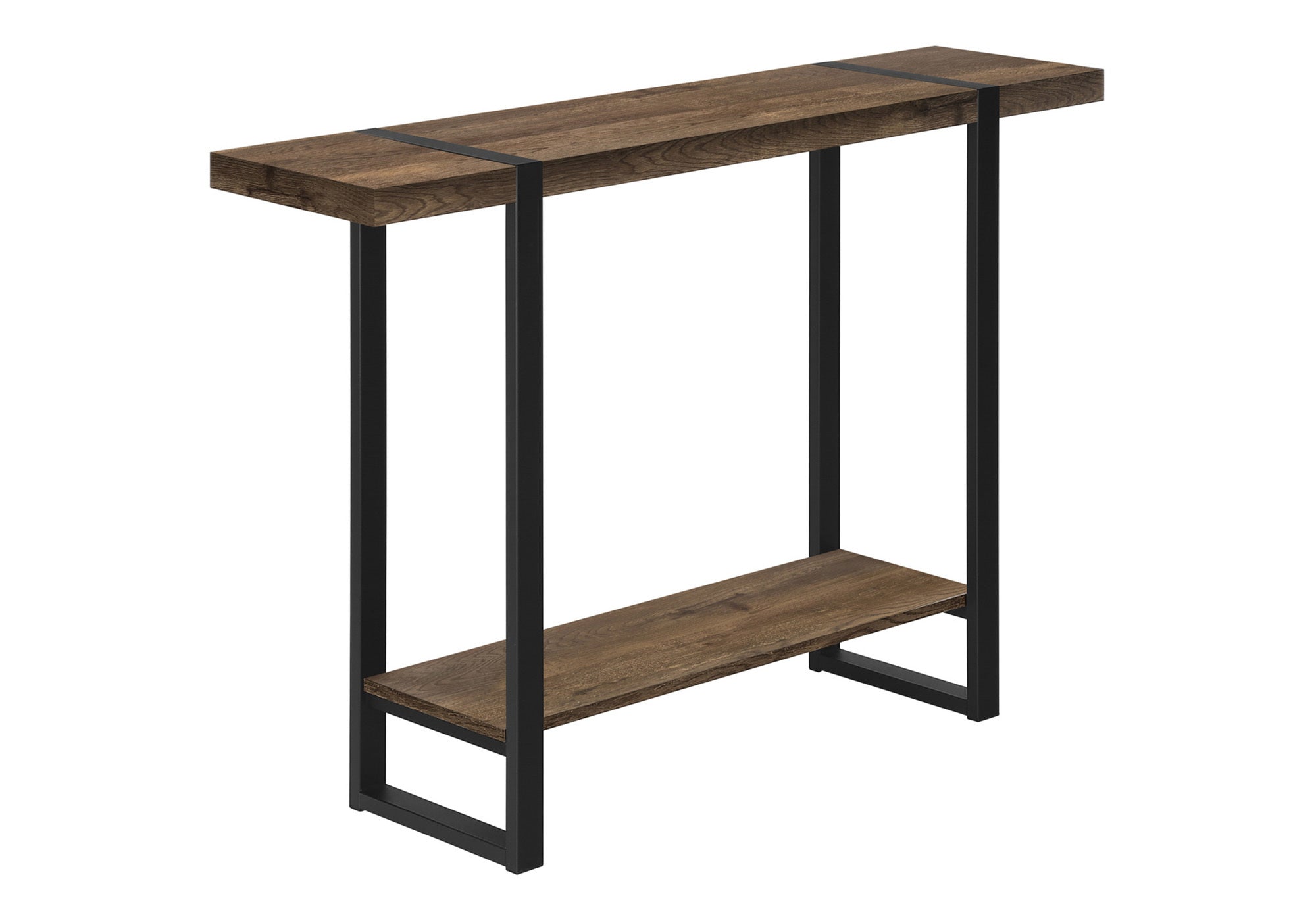 Accent Table 48"L Brown Reclaimed Wood Black Metal-Accent Table-DECOROLALA