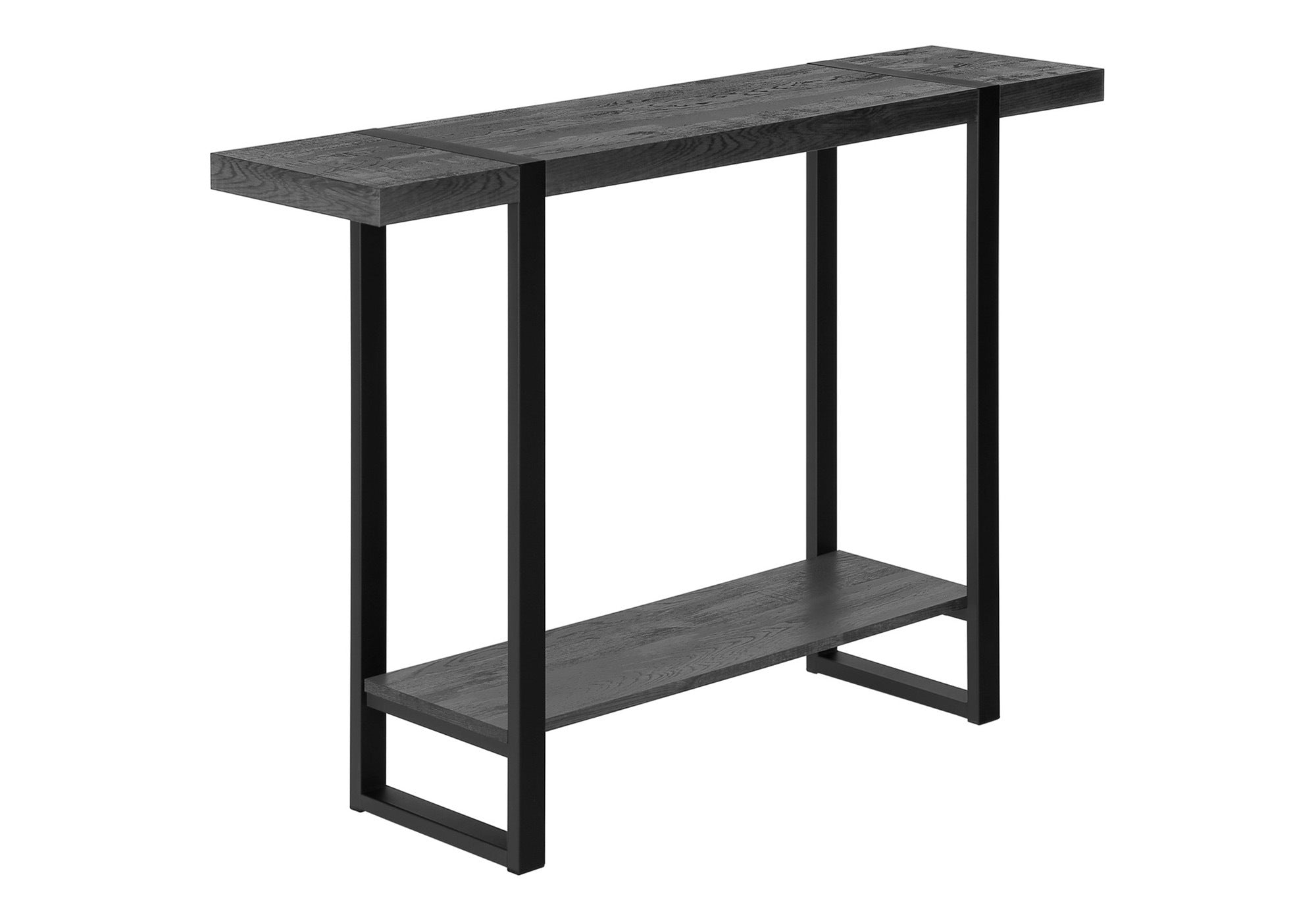 Accent Table 48"L Brown Reclaimed Wood Black Metal-Accent Table-DECOROLALA