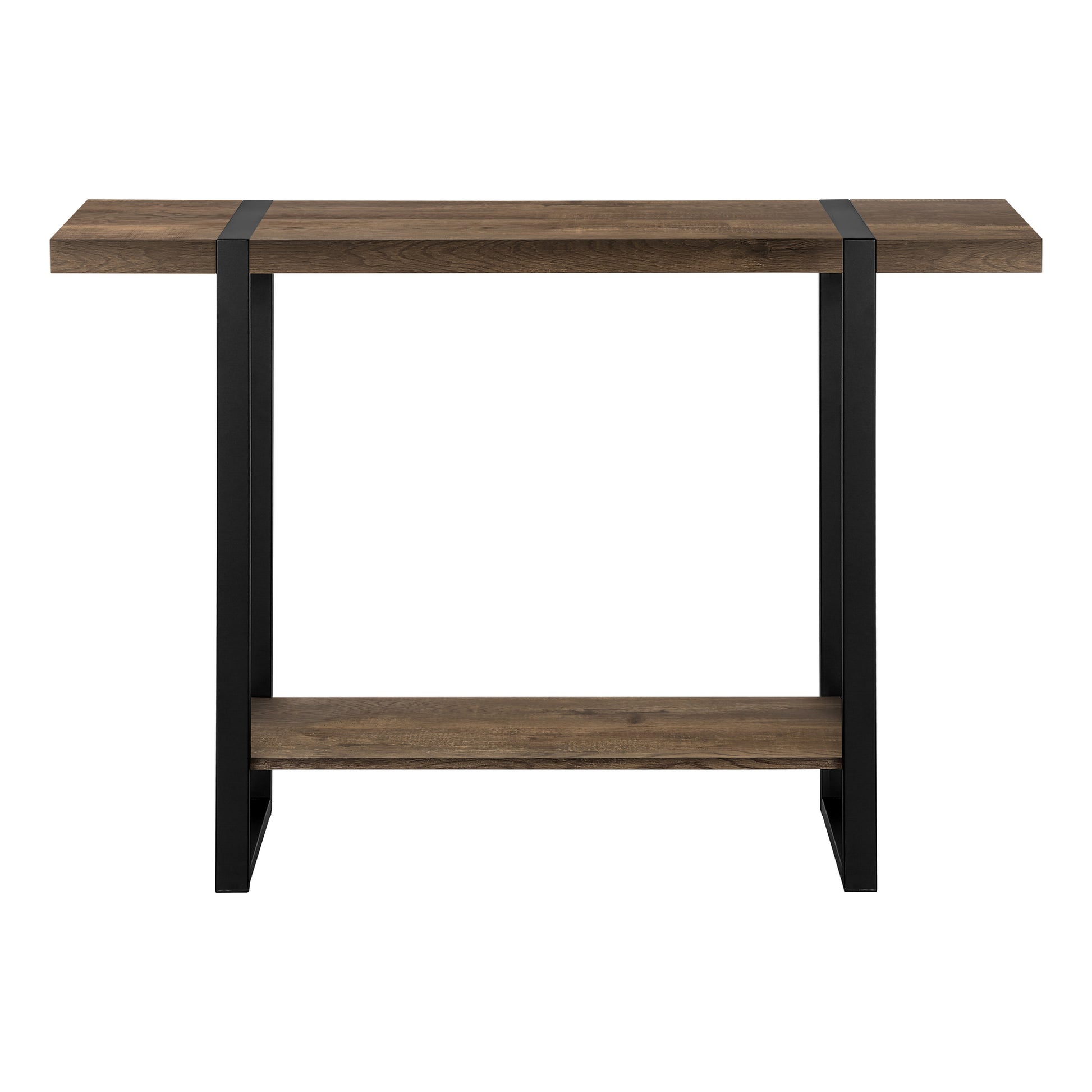 Accent Table 48"L Brown Reclaimed Wood Black Metal-Accent Table-DECOROLALA
