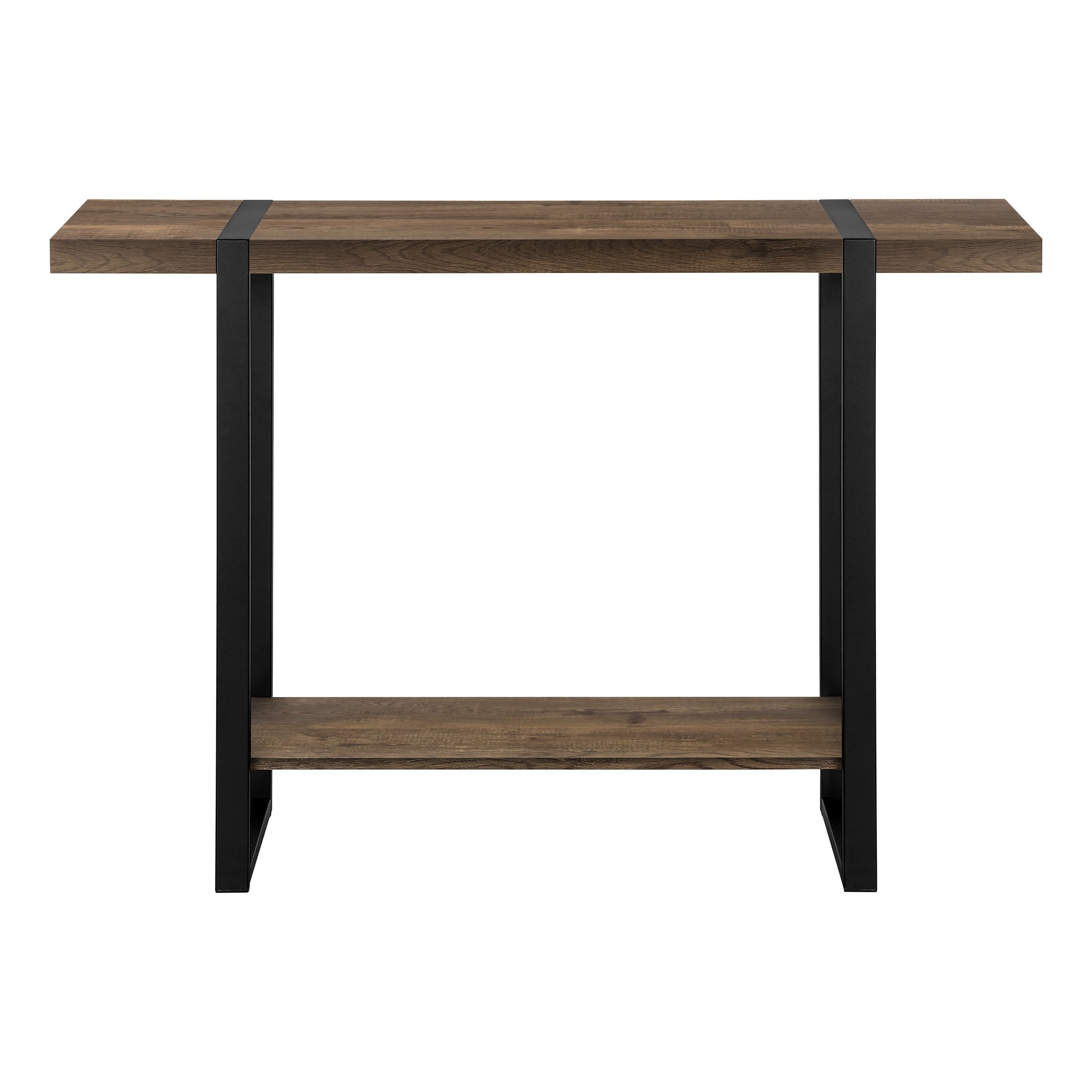 Accent Table 48"L Brown Reclaimed Wood Black Metal-Accent Table-DECOROLALA