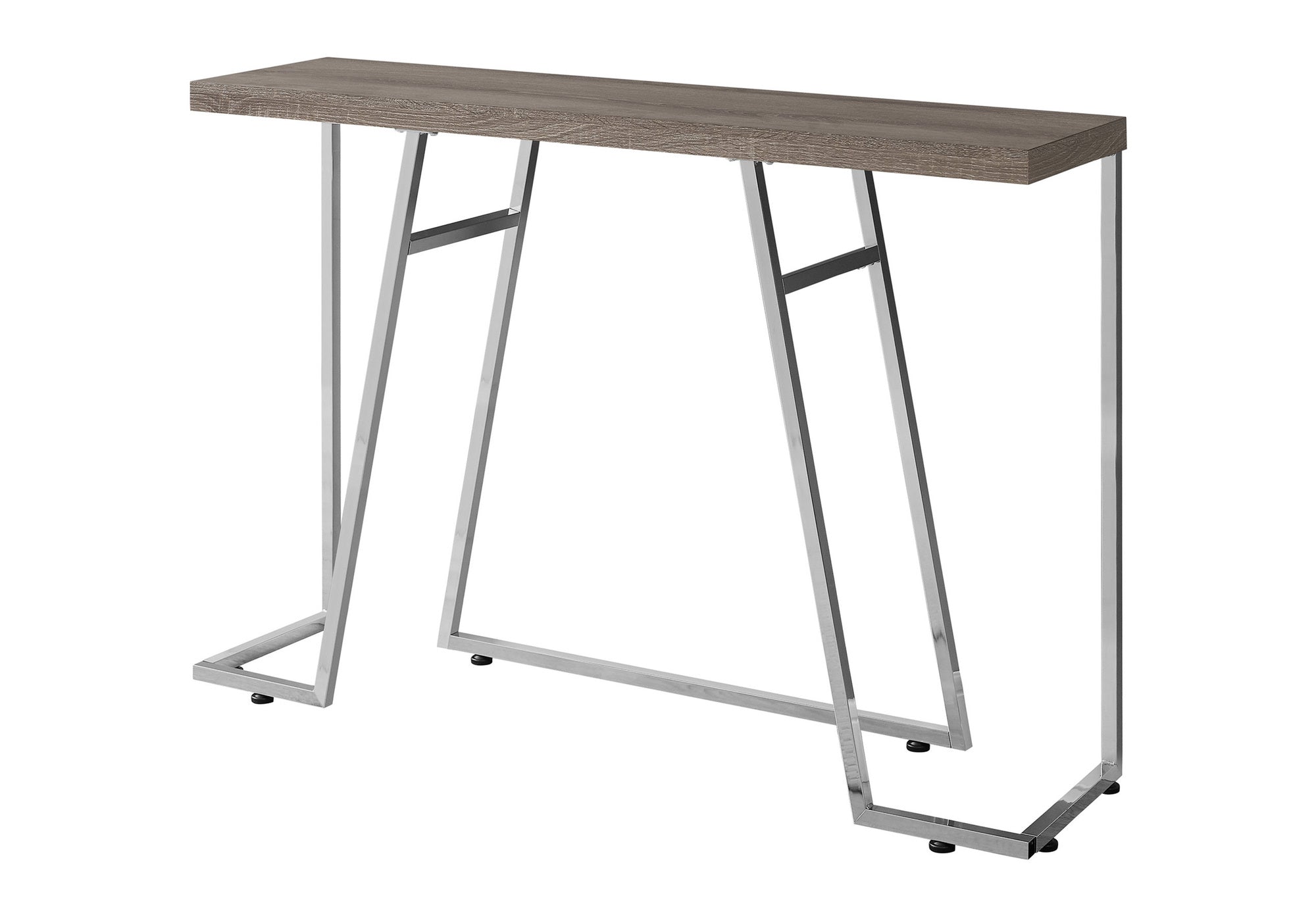 Accent Table 48"L Dark Taupe Chrome Legs-Accent Table-DECOROLALA