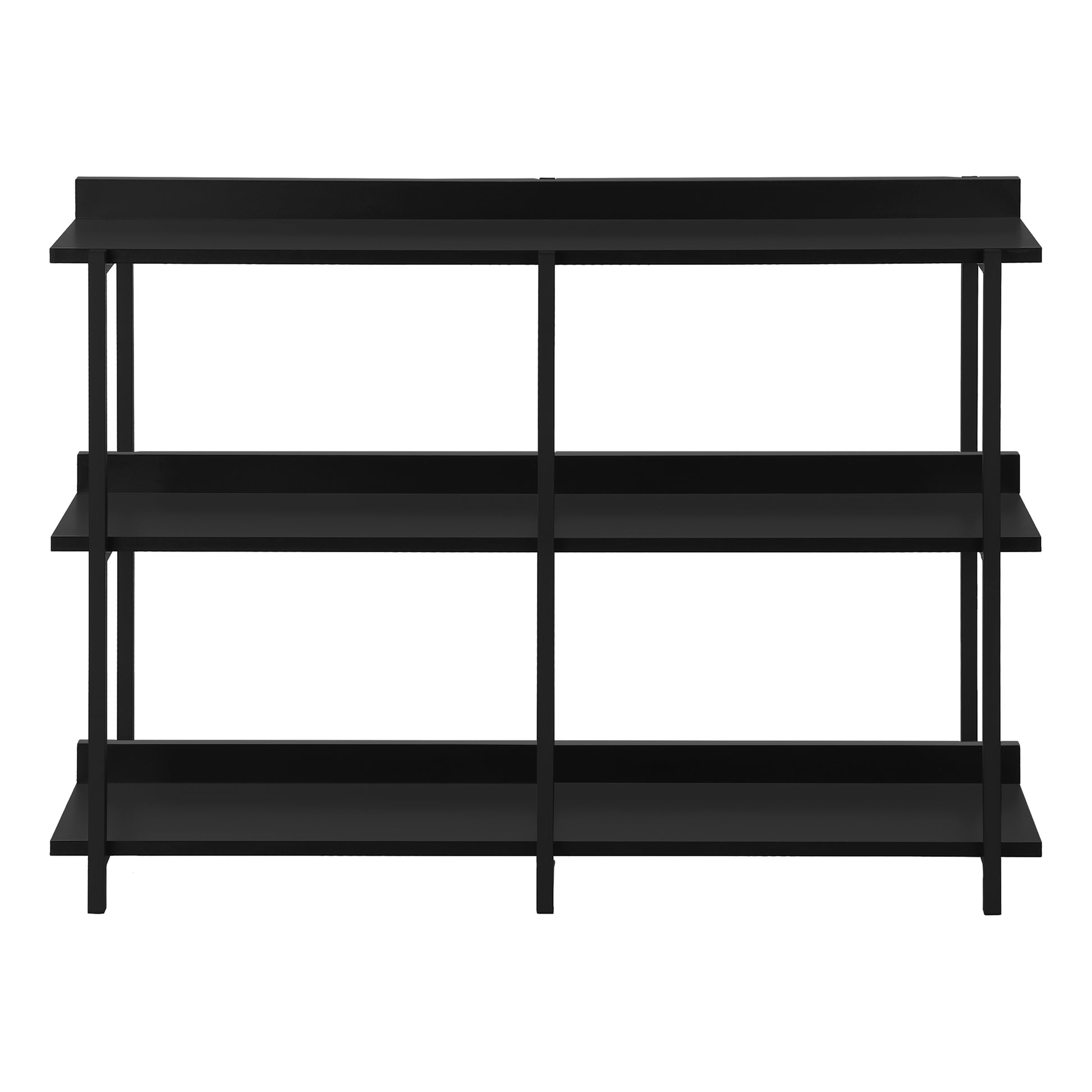 Accent Table - 48"L / Espresso / Black Metal Hall Console-Accent Table-DECOROLALA