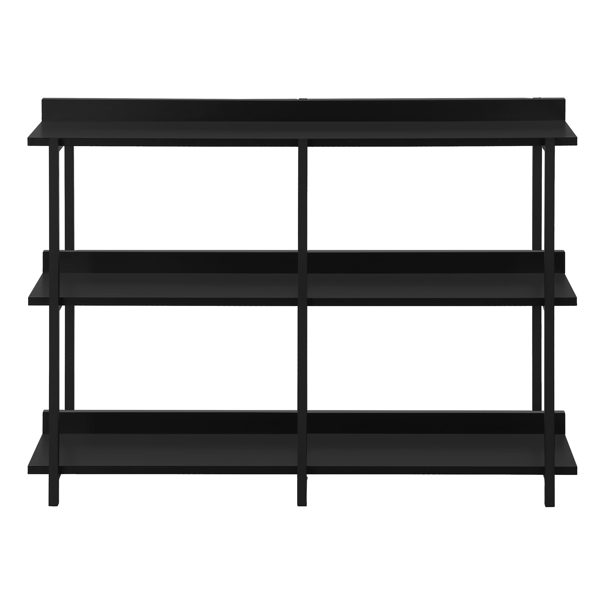 Accent Table - 48"L / Espresso / Black Metal Hall Console-Accent Table-DECOROLALA