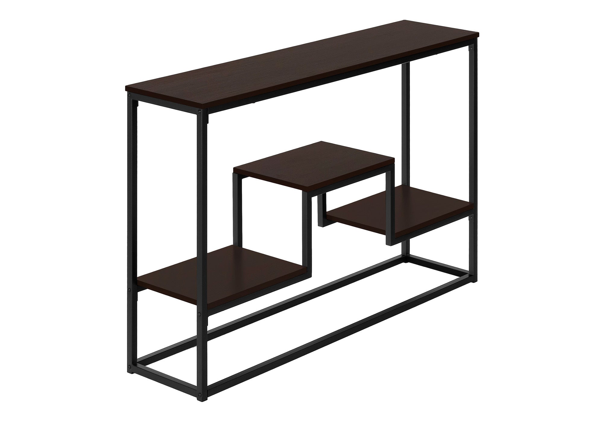 Accent Table - 48"L / Espresso / Black Metal Hall Console-Accent Table-DECOROLALA