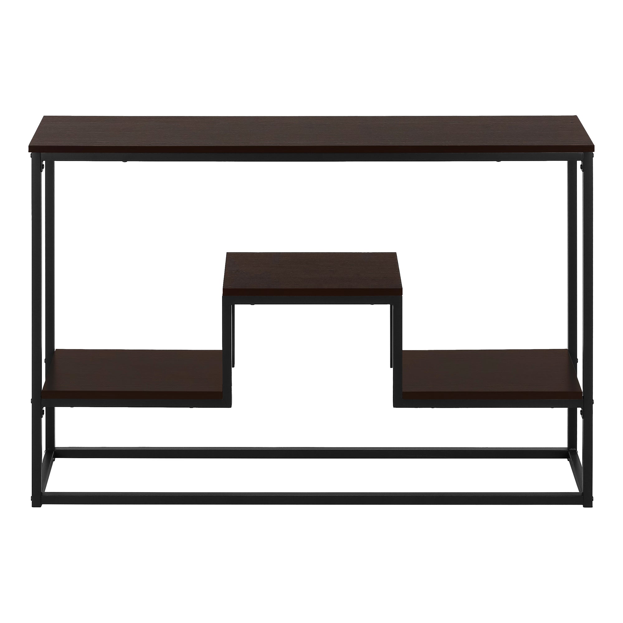 Accent Table - 48"L / Espresso / Black Metal Hall Console-Accent Table-DECOROLALA