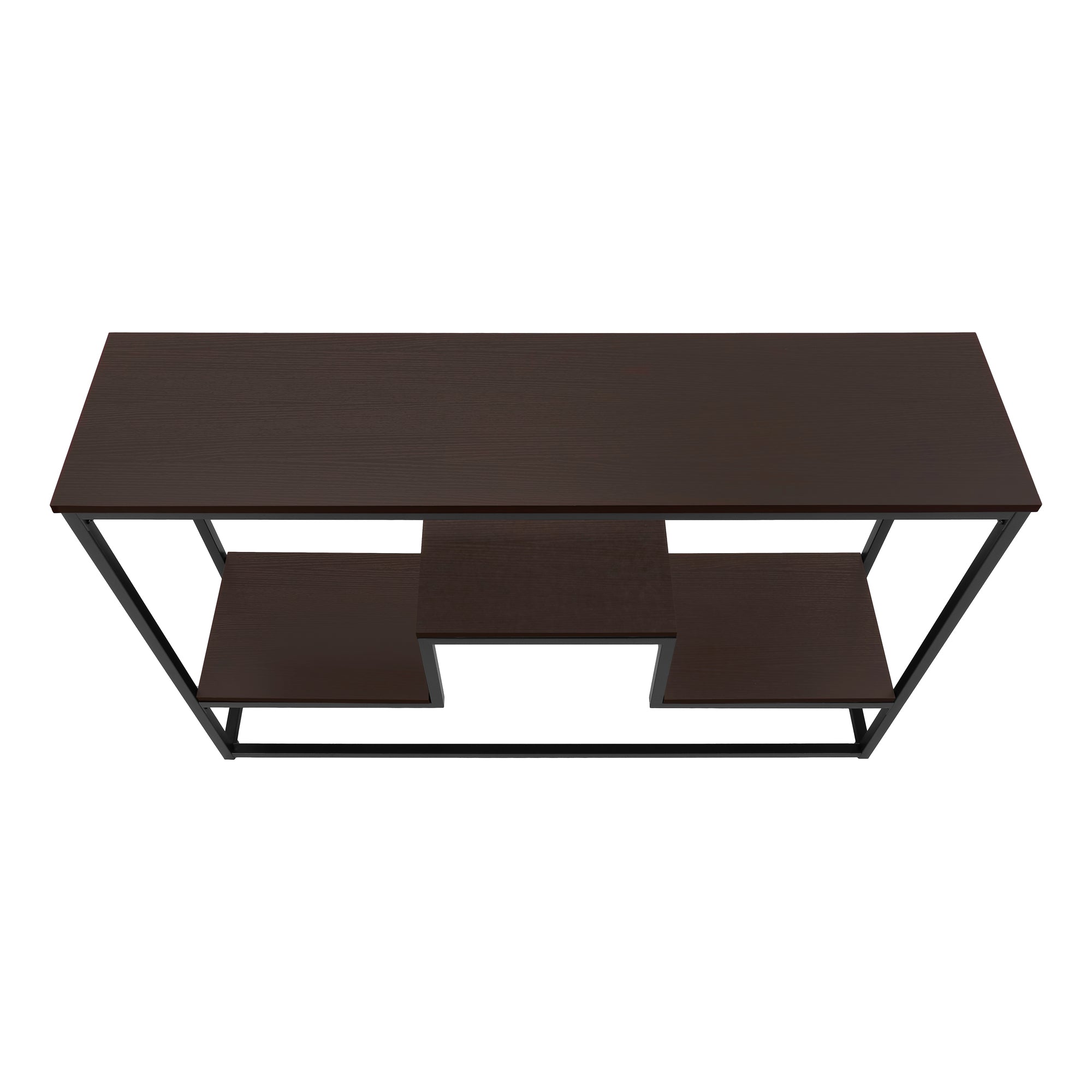 Accent Table - 48"L / Espresso / Black Metal Hall Console-Accent Table-DECOROLALA
