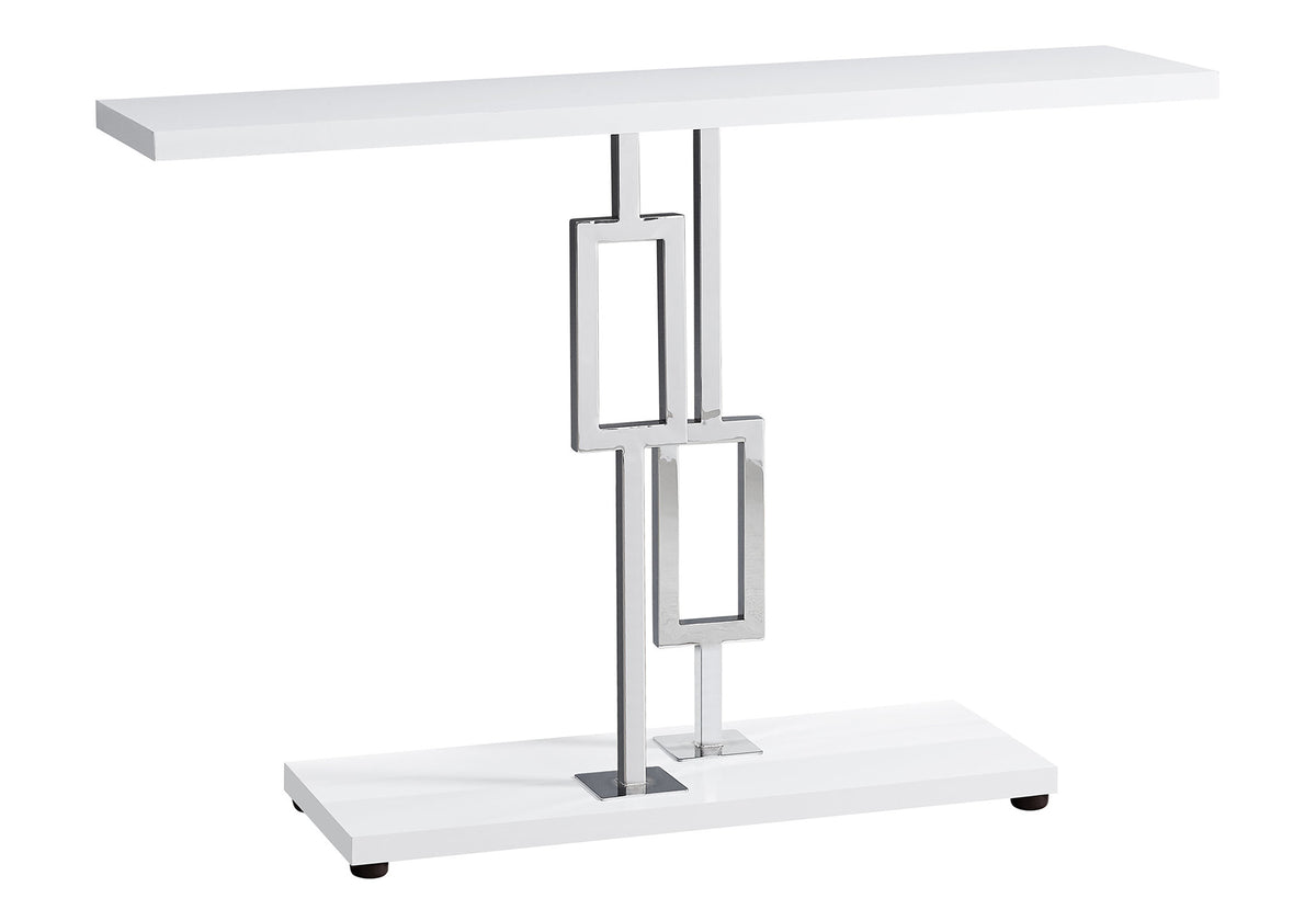 Accent Table 48"L Glossy White Chrome Base-Accent Table-DECOROLALA