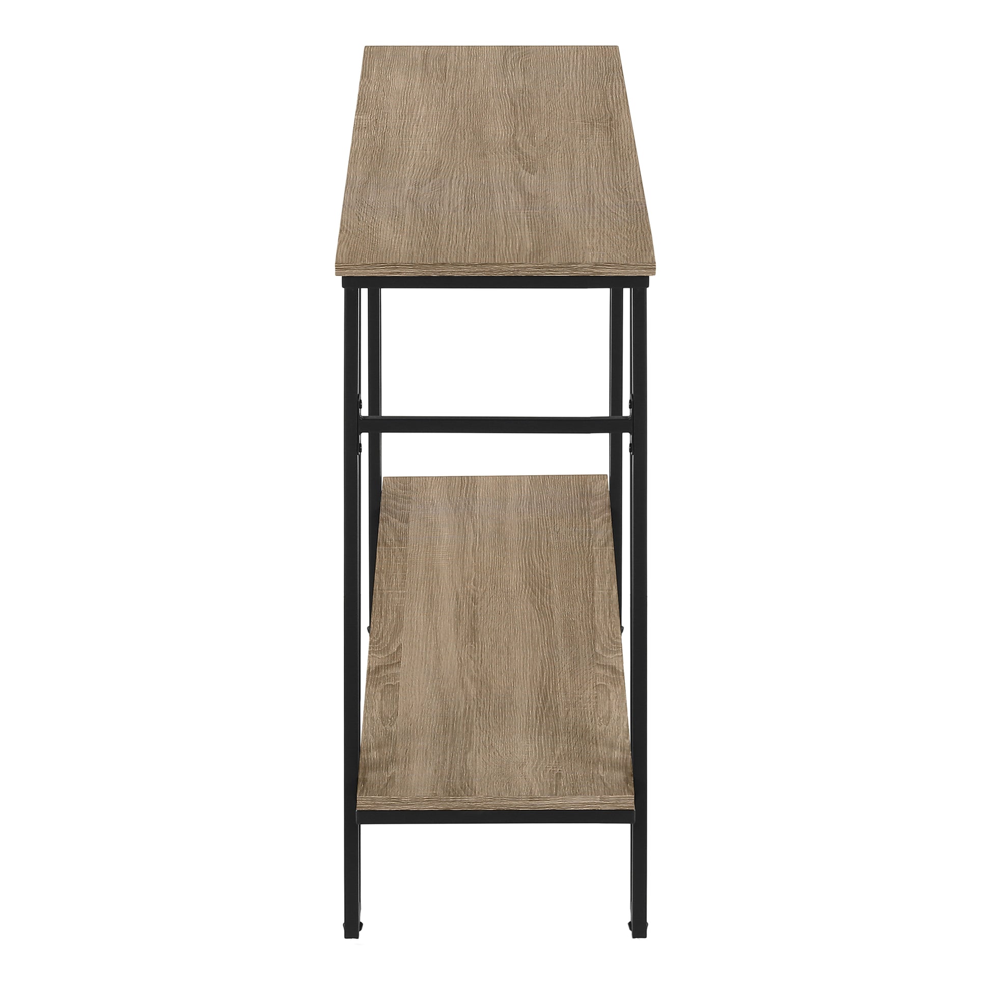Accent Table 48"L Grey 2-Tier Console Black Metal-Accent Table-DECOROLALA