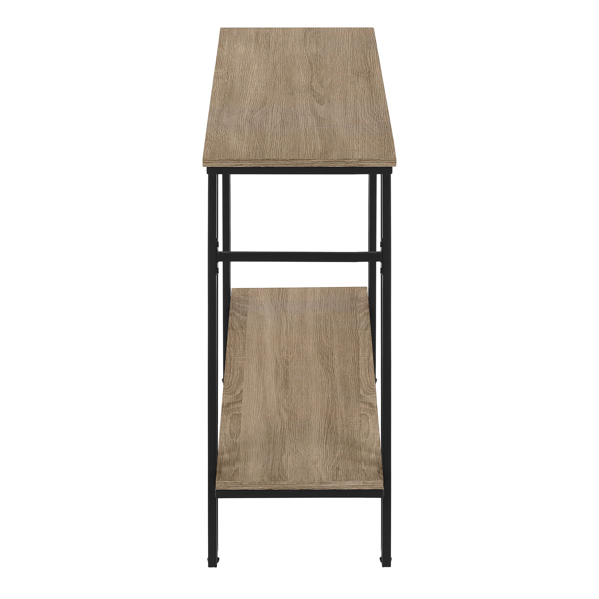 Accent Table 48"L Grey 2-Tier Console Black Metal-Accent Table-DECOROLALA