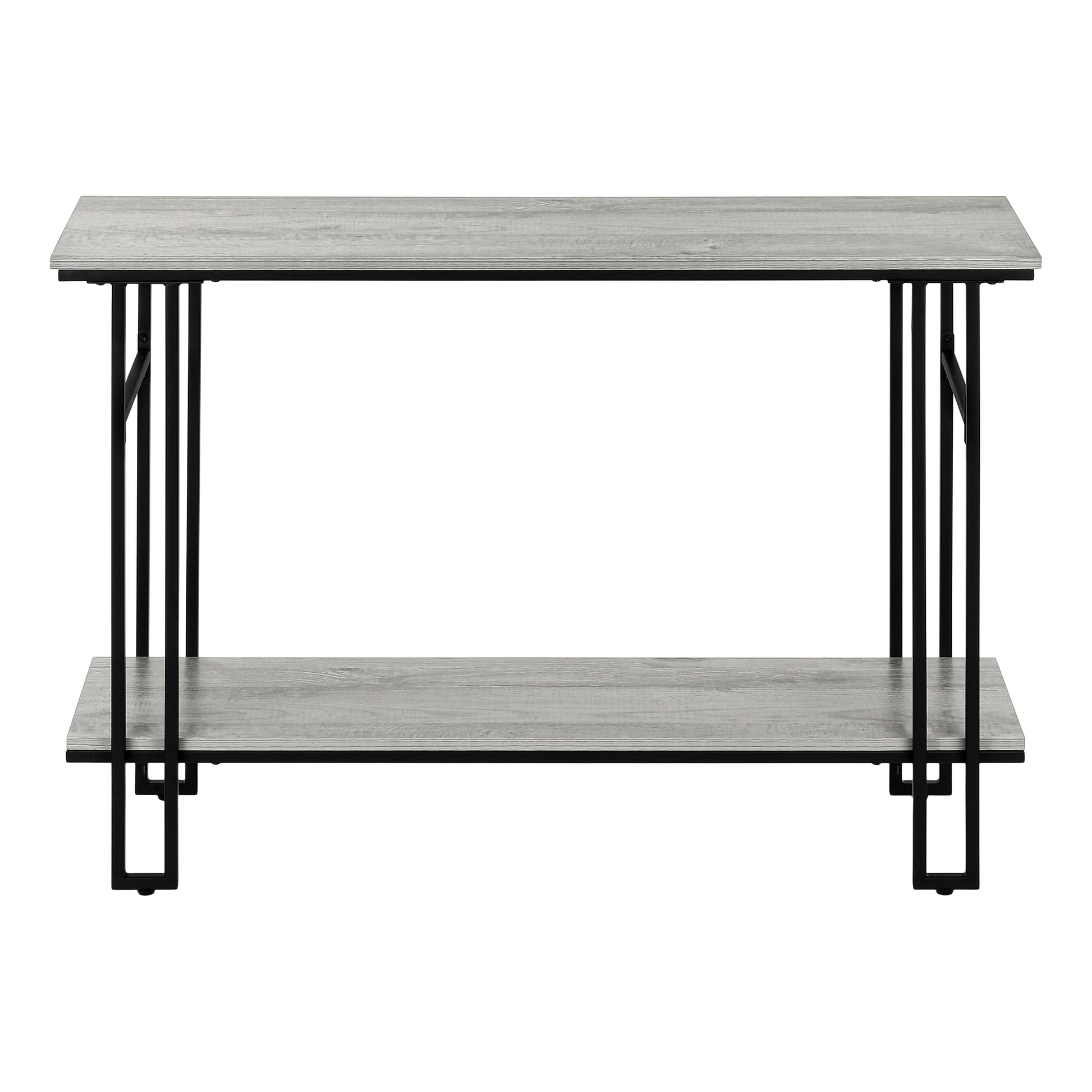 Accent Table 48"L Grey 2-Tier Console Black Metal-Accent Table-DECOROLALA
