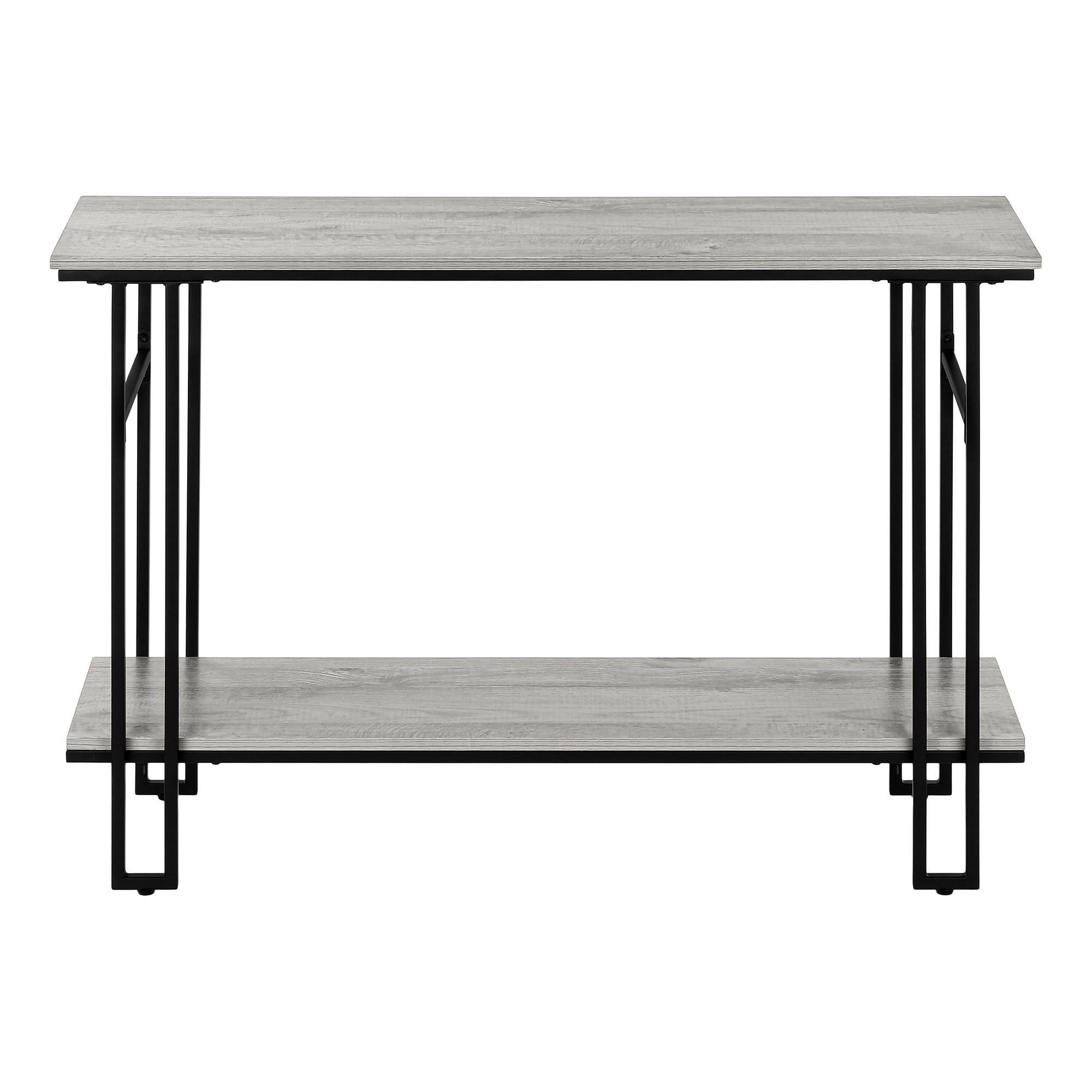 Accent Table 48"L Grey 2-Tier Console Black Metal-Accent Table-DECOROLALA