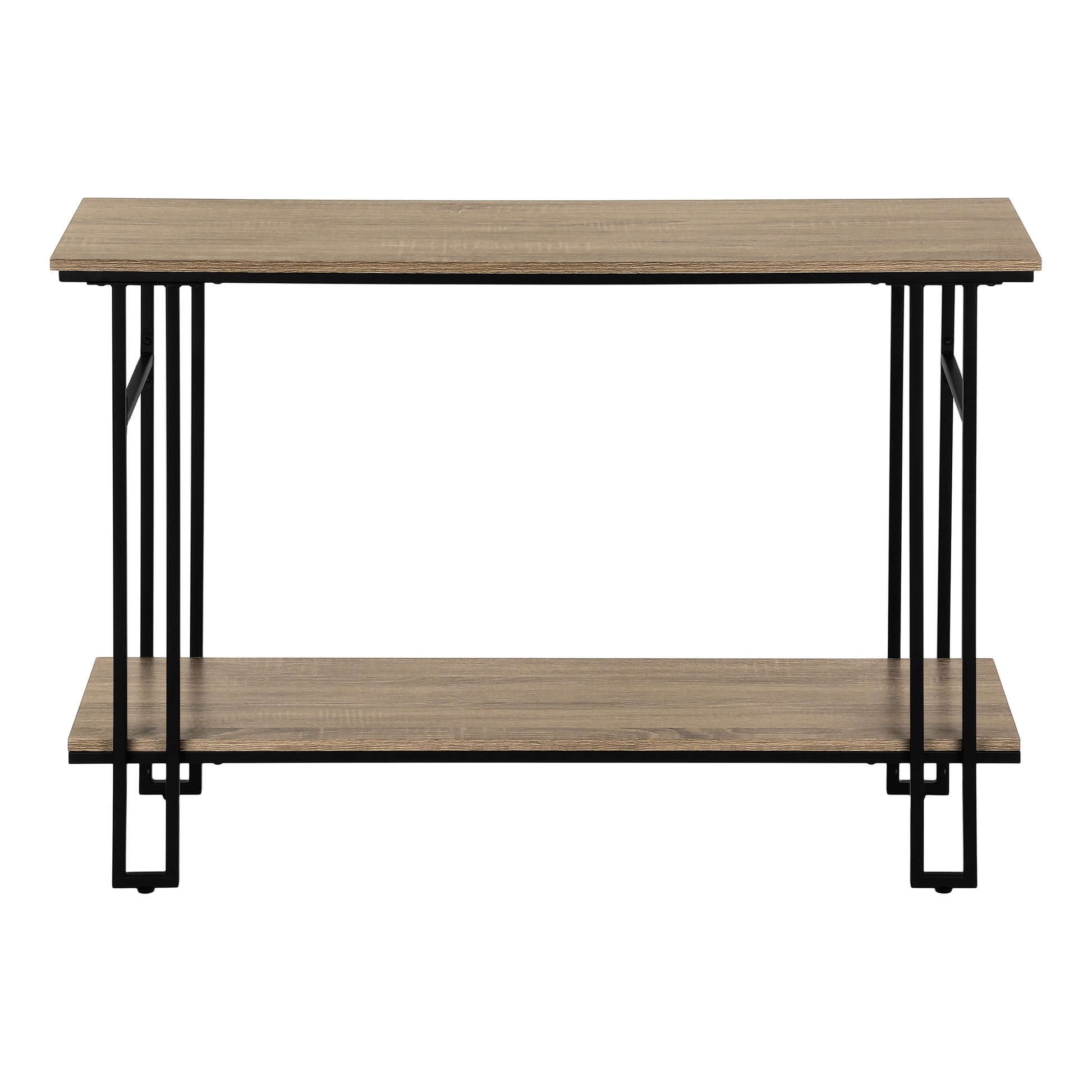 Accent Table 48"L Grey 2-Tier Console Black Metal-Accent Table-DECOROLALA
